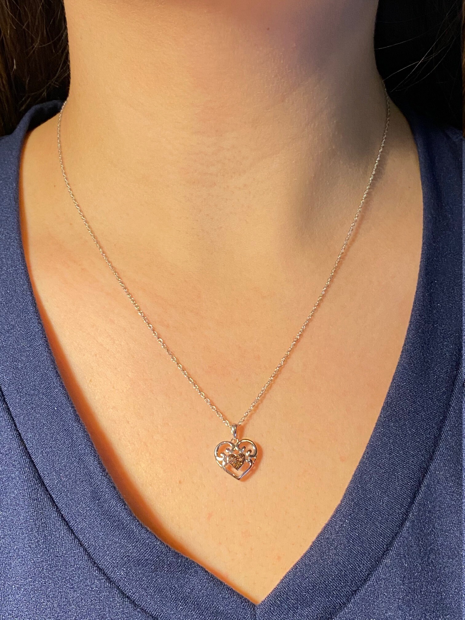 SOLD - The Sienna: Ladies 14K Heart and Diamond Necklace - Image 3