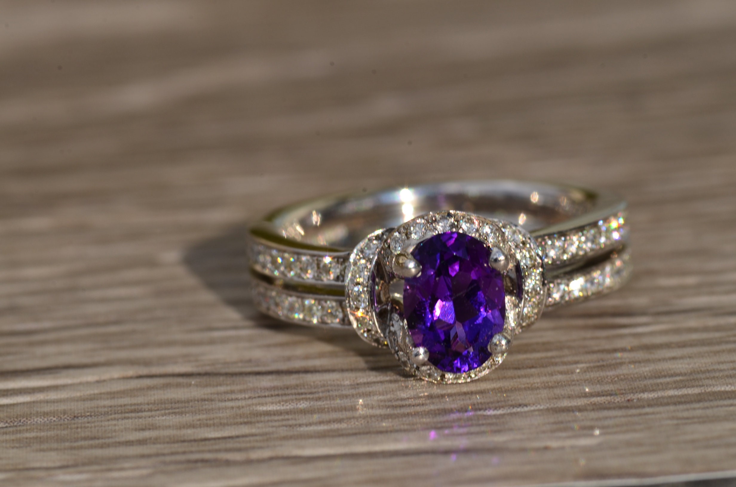 The Keltie: Ladies Signed Hearts on Fire Amethyst and Diamond Engagement Ring - Image 6