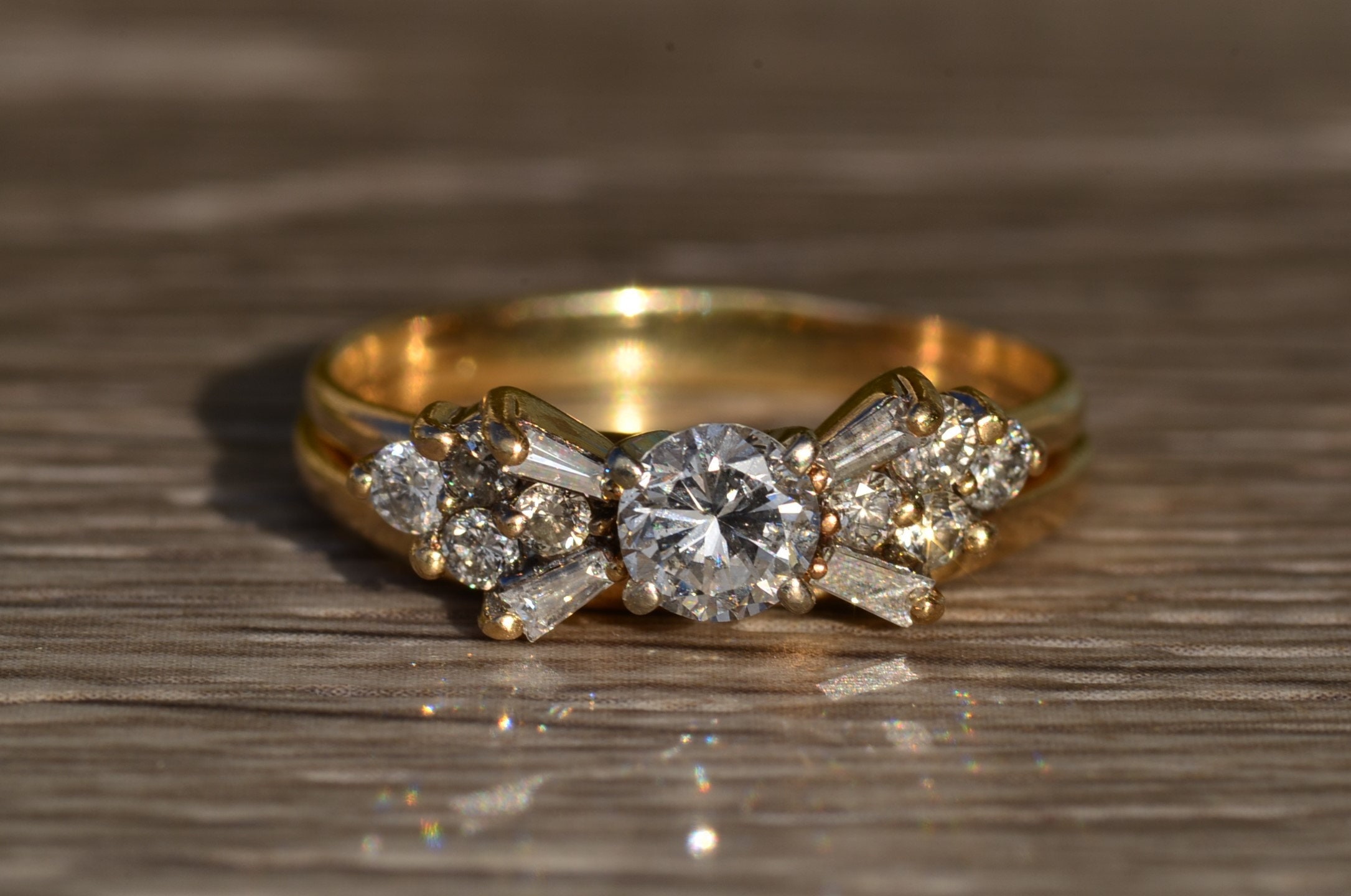 SOLD - The Moira: Ladies Signed R Star 14K Gold and Diamond Engagement Ring - Image 5