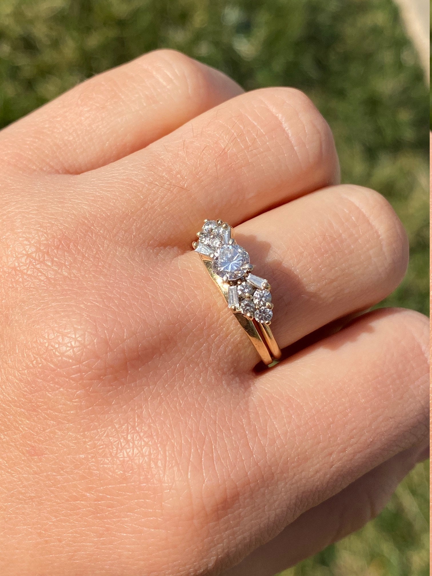 SOLD - The Moira: Ladies Signed R Star 14K Gold and Diamond Engagement Ring - Image 7