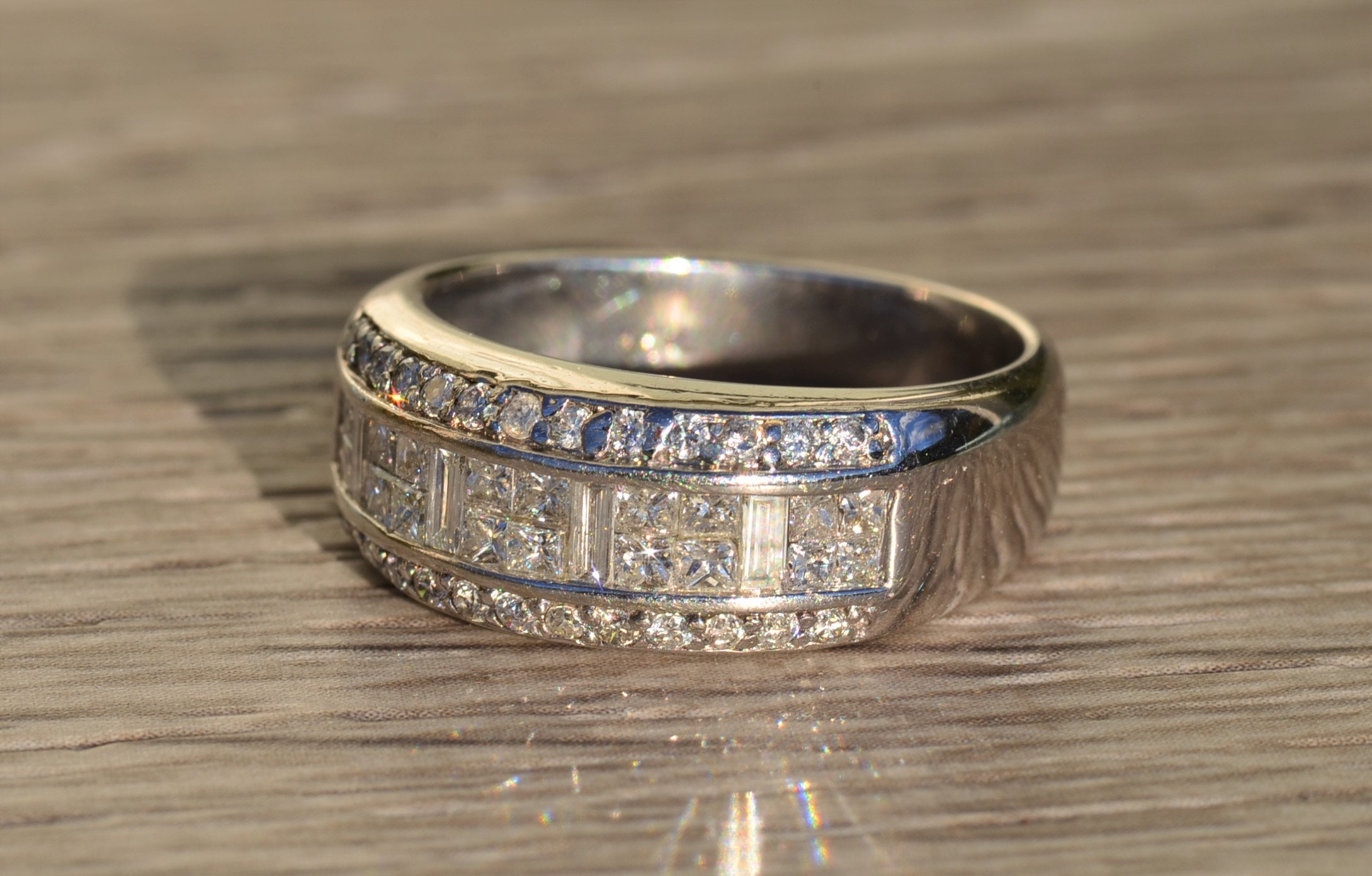 SOLD - The Alodia: Ladies Contemporary Wide Diamond Band in 14K White Gold - Image 2