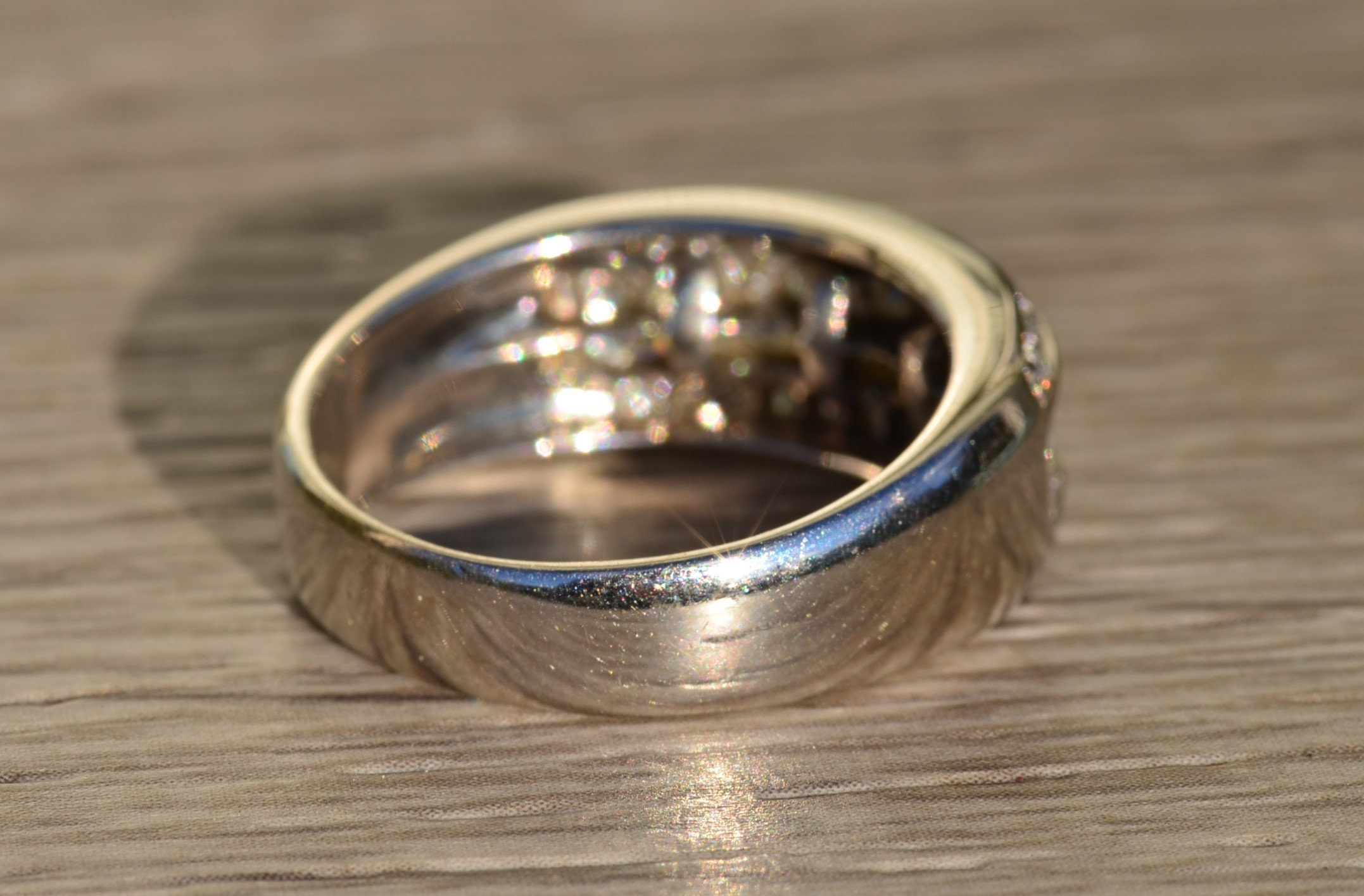 SOLD - The Alodia: Ladies Contemporary Wide Diamond Band in 14K White Gold - Image 4