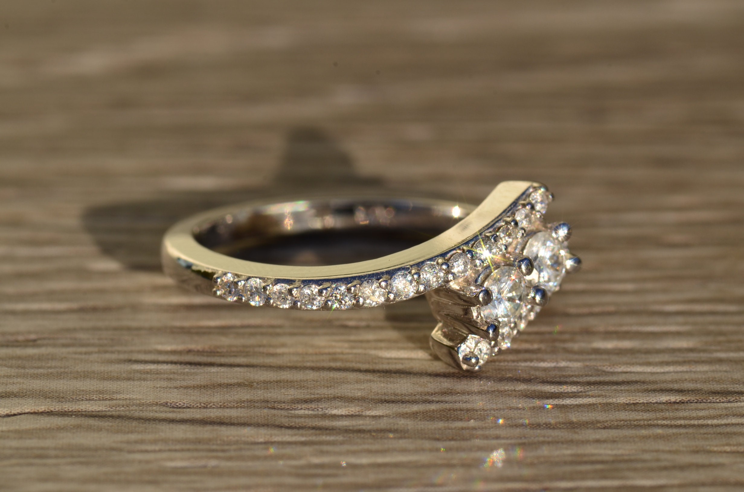 The Elidia: Ladies 14K Two Stone Diamond Bypass Ring - Image 6
