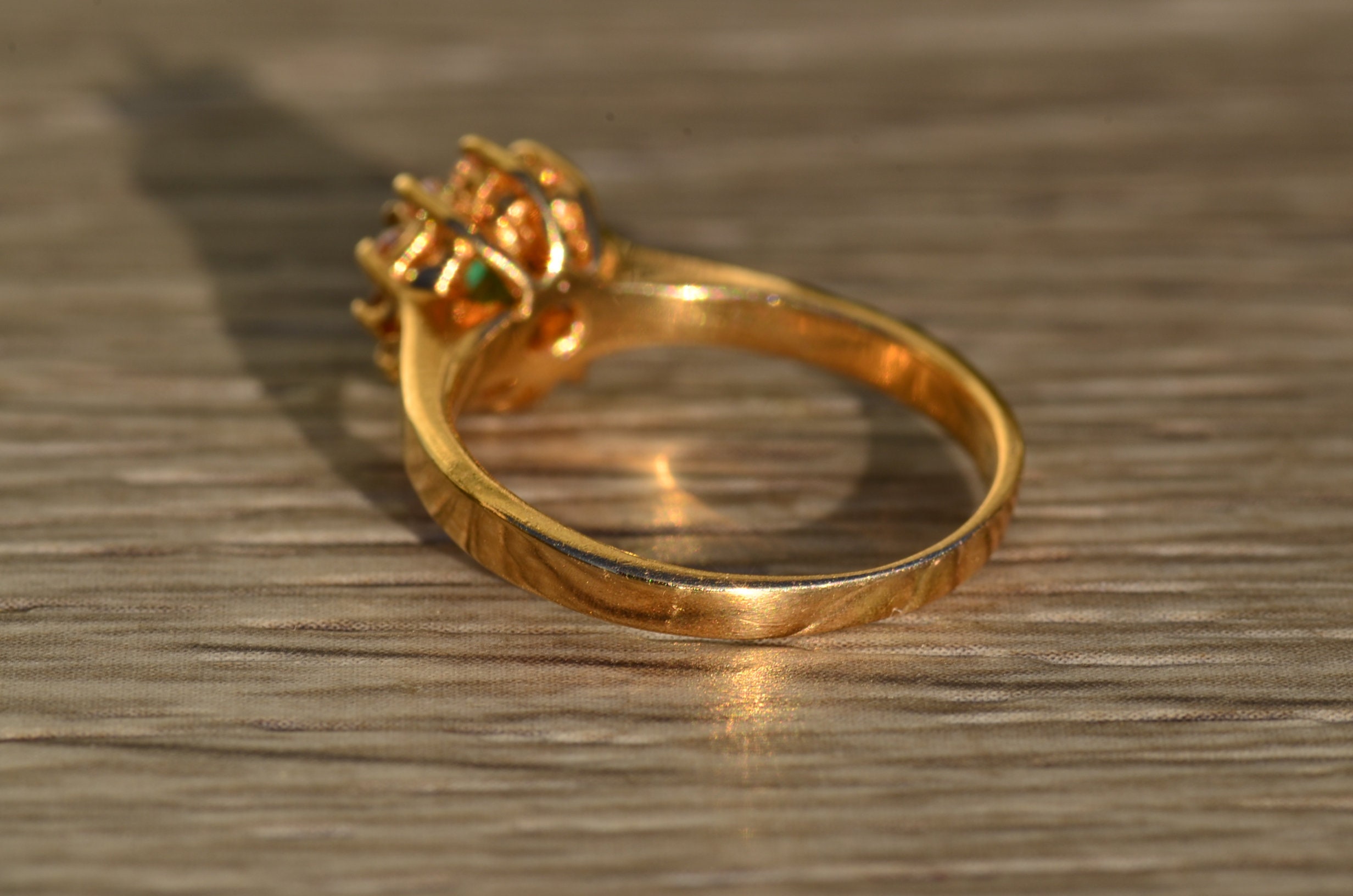 SOLD - The Fidella: Ladies 14K Emerald and Diamond Halo Ring - Image 3