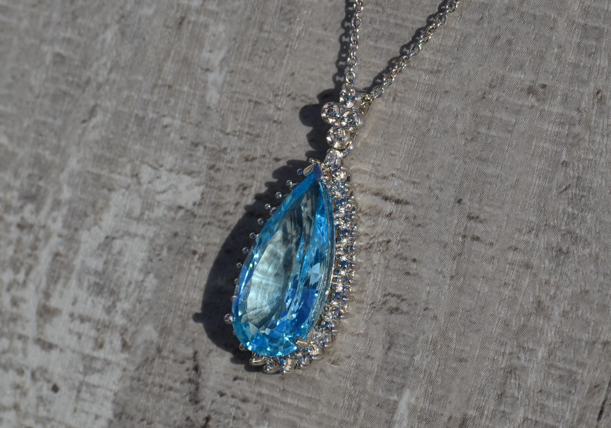 The Allesandra: Ladies Impressive Topaz and Diamond Necklace in 14K - Image 2