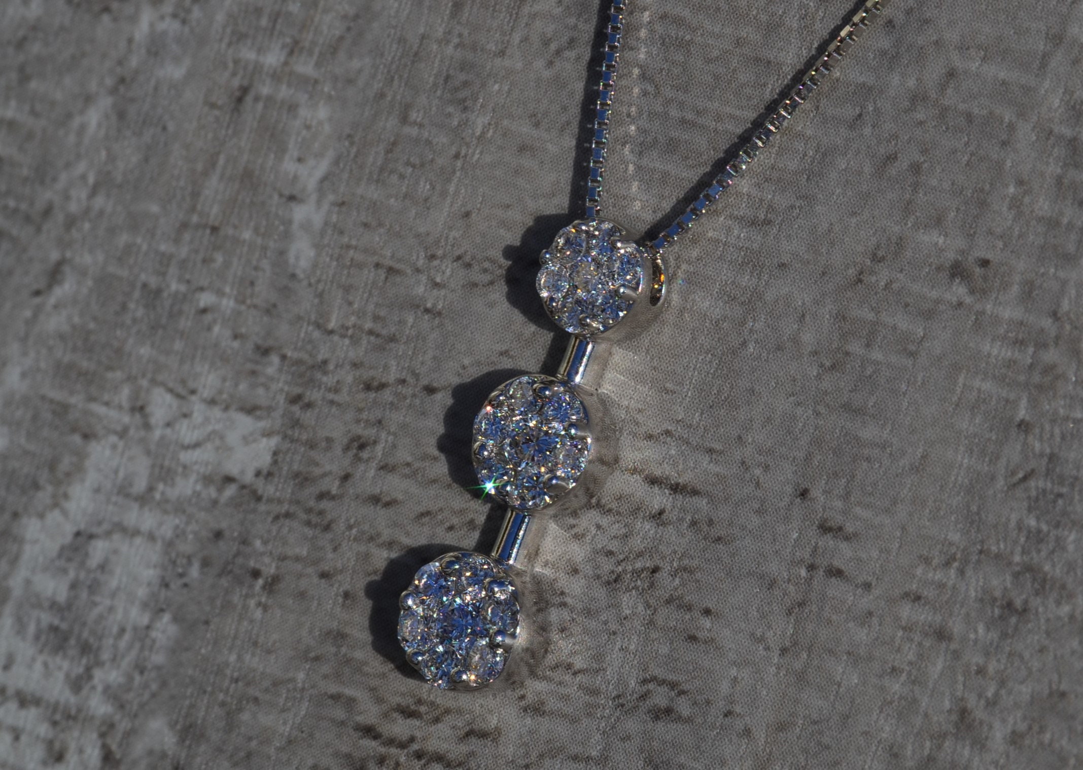The Sarai: Ladies Invisible Set Diamond Drop Necklace in 14K - Image 2