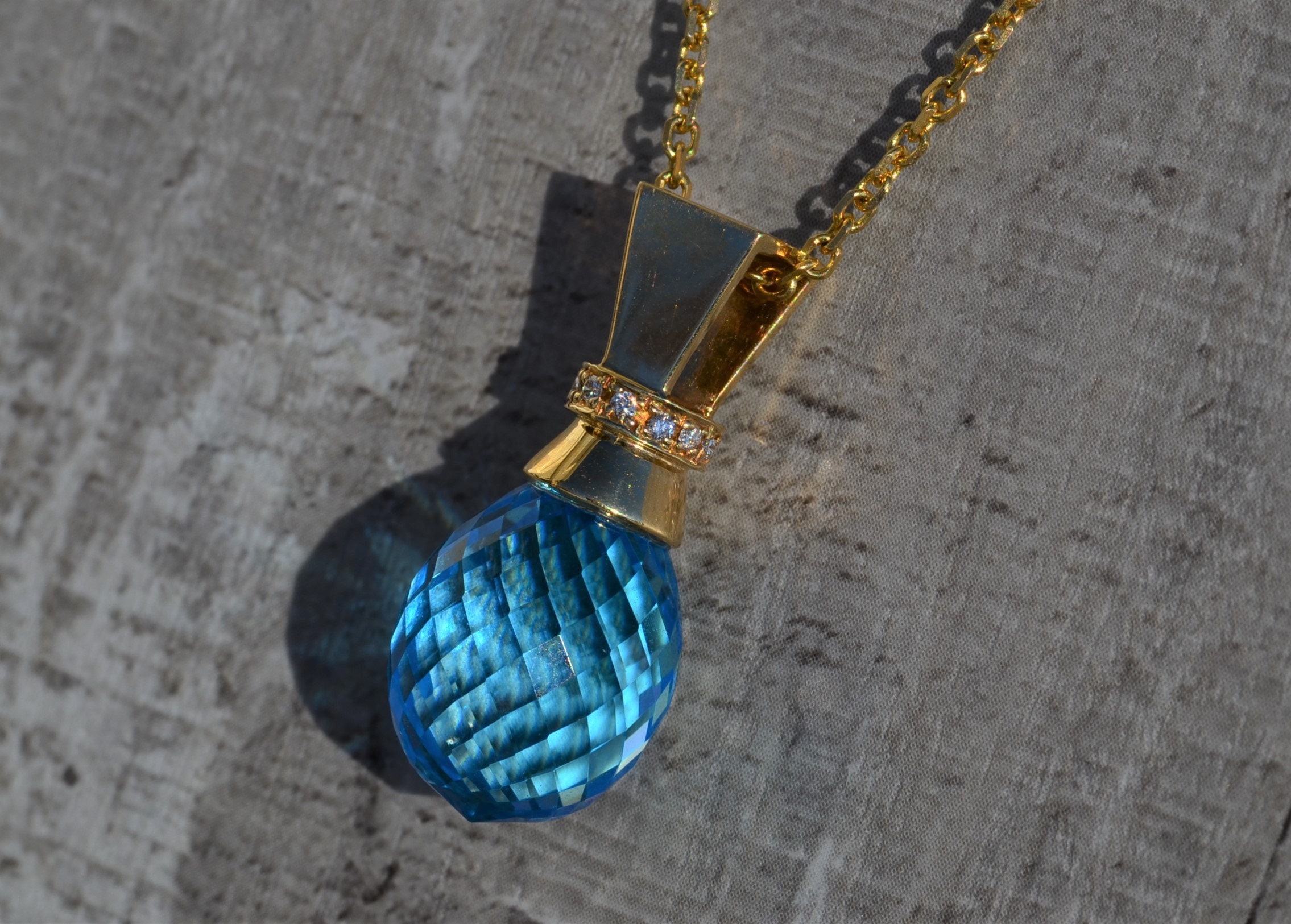 The Hattie: Ladies Bold Topaz and Diamond Statement Necklace - Image 2