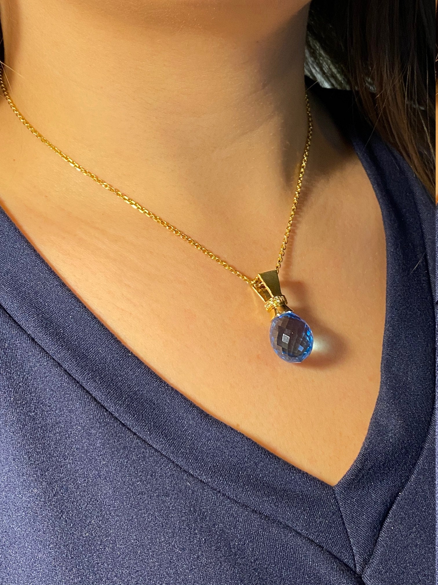 The Hattie: Ladies Bold Topaz and Diamond Statement Necklace - Image 5