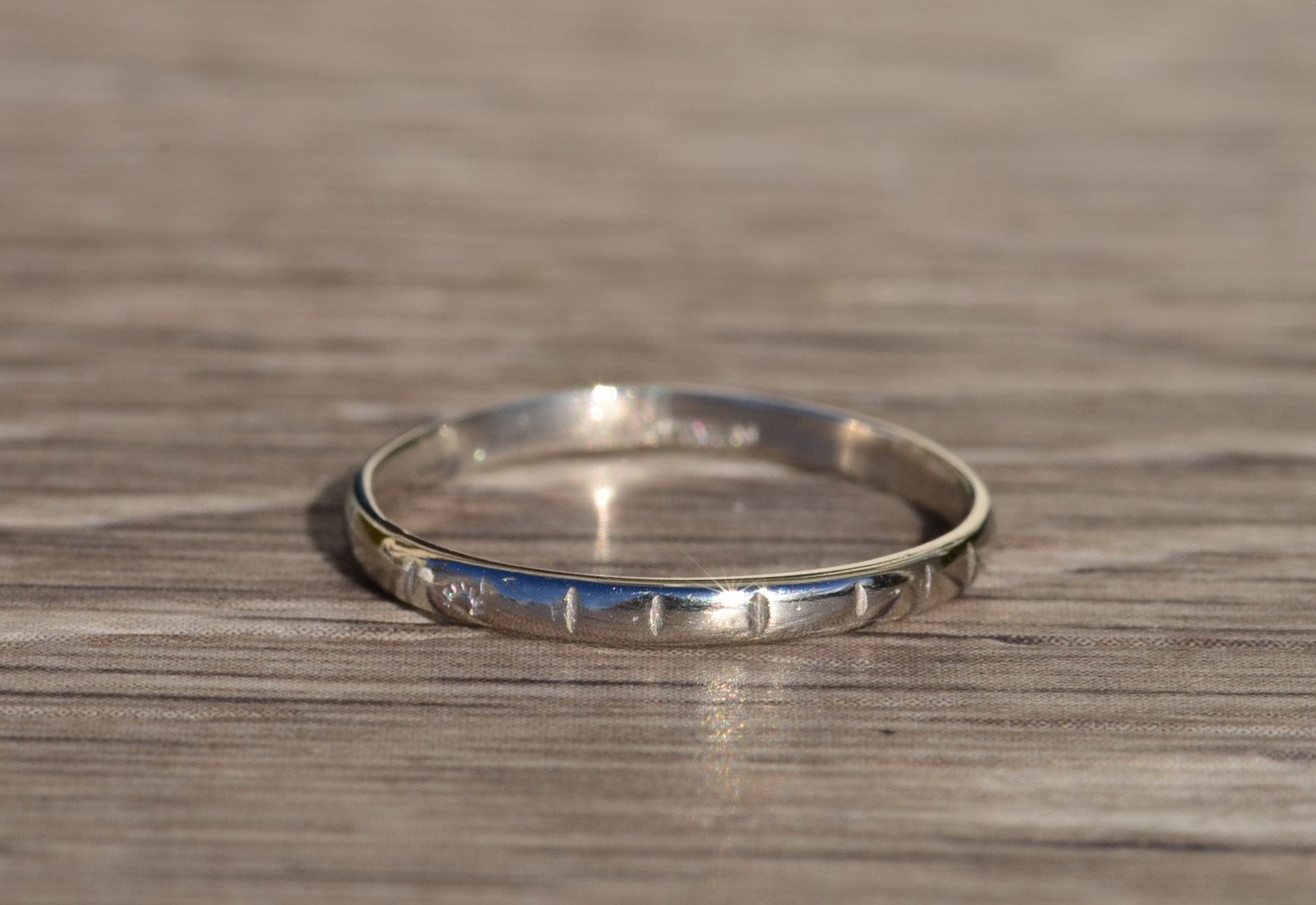 SOLD - The Ximena: Ladies Antique Platinum Wedding Band - Image 3