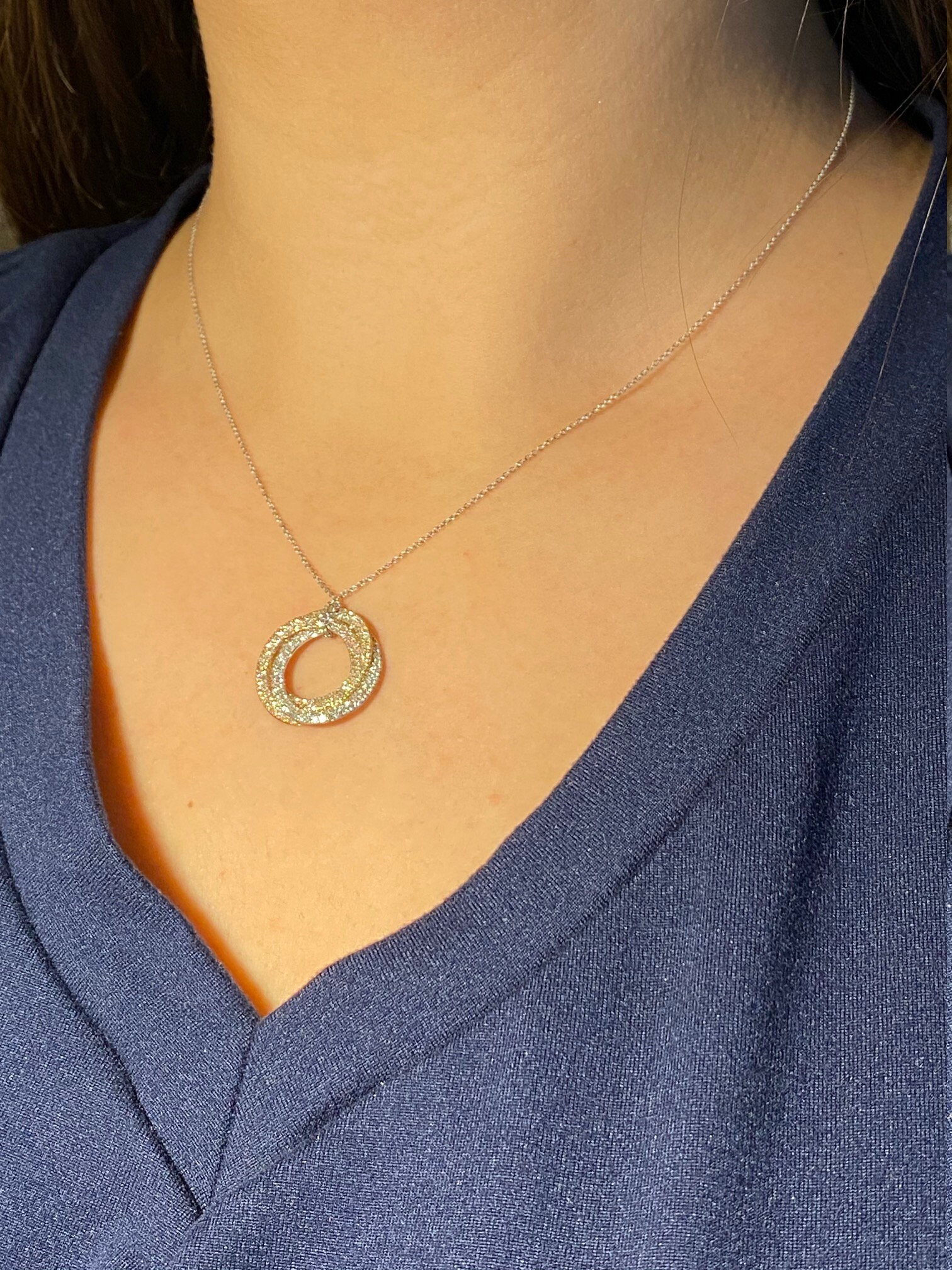 The Eire: Ladies 14K Tricolor and Diamond Infinity Rings Necklace - Image 4