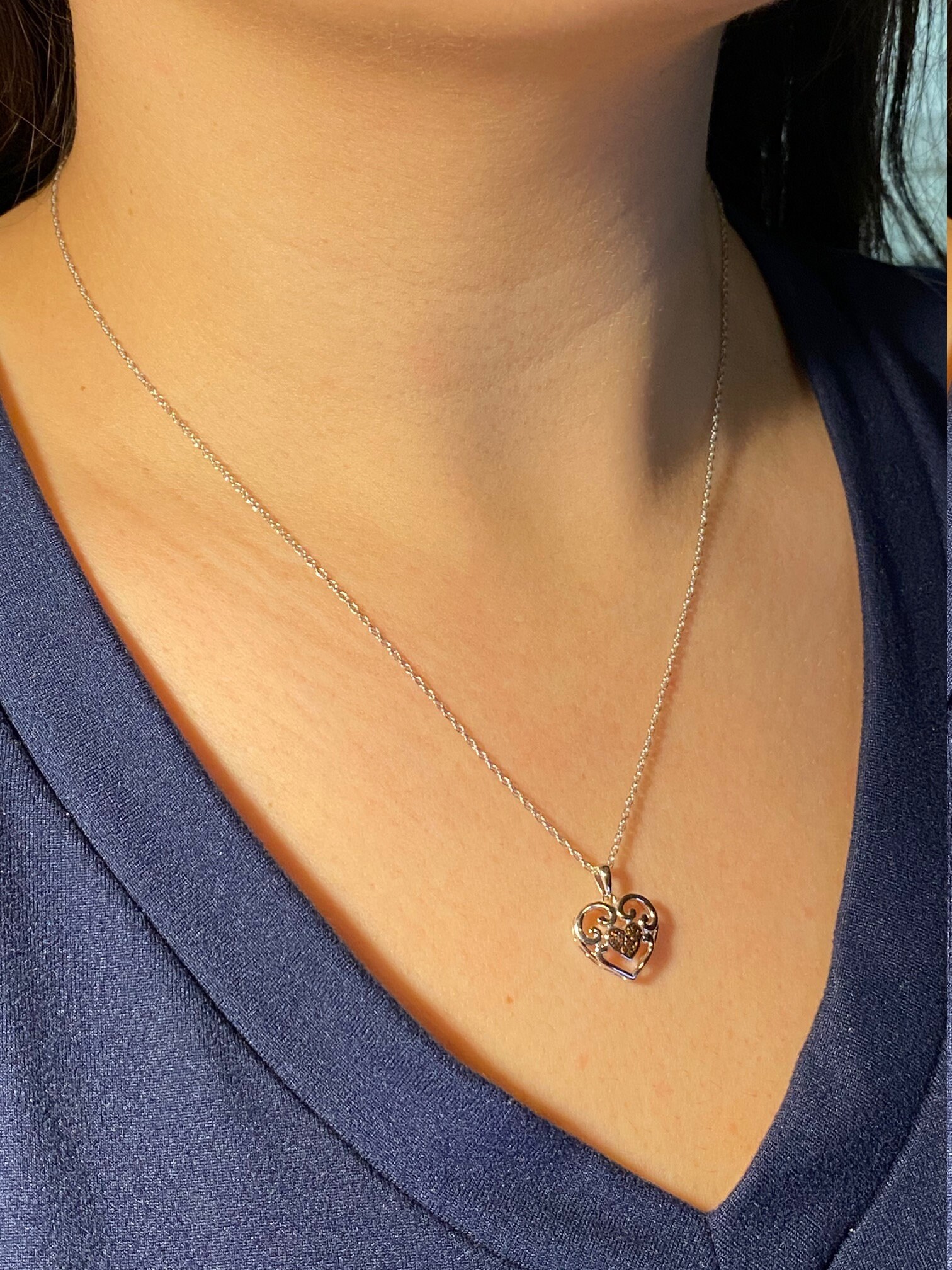 SOLD - The Sienna: Ladies 14K Heart and Diamond Necklace - Image 4