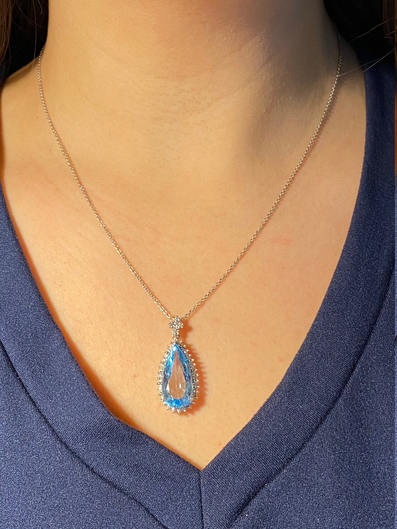 The Allesandra: Ladies Impressive Topaz and Diamond Necklace in 14K - Image 3