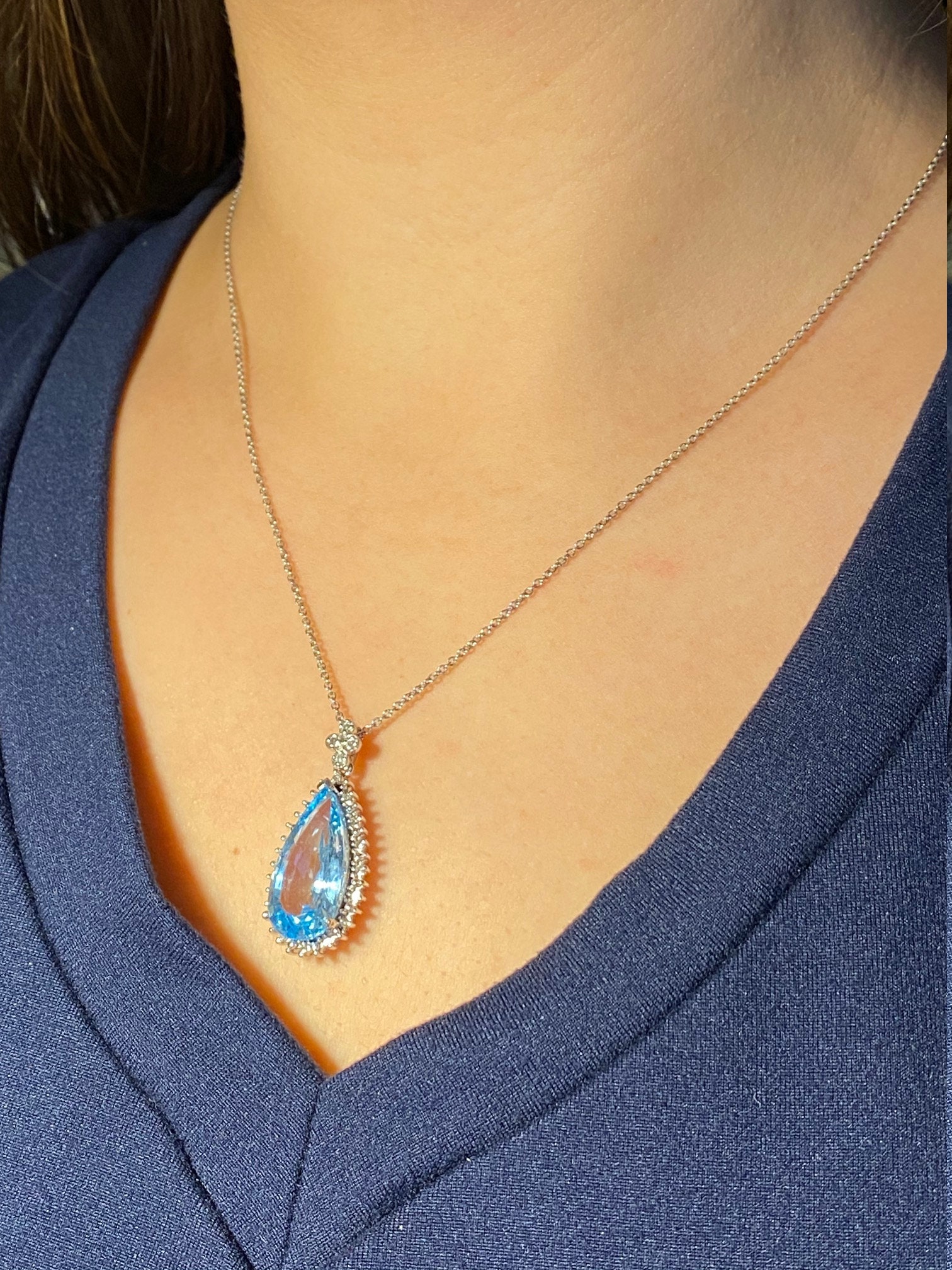 The Allesandra: Ladies Impressive Topaz and Diamond Necklace in 14K - Image 4