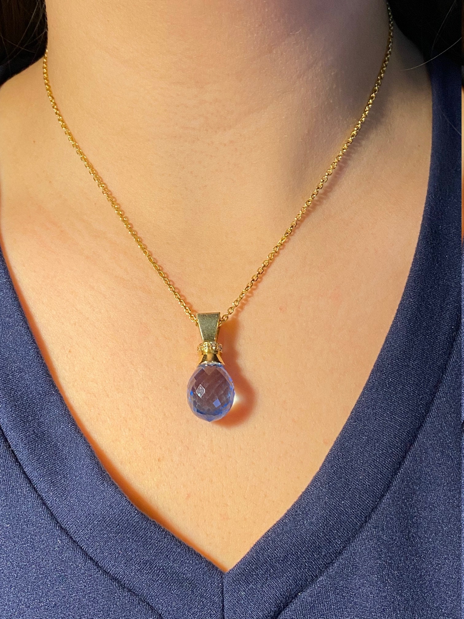 The Hattie: Ladies Bold Topaz and Diamond Statement Necklace - Image 3