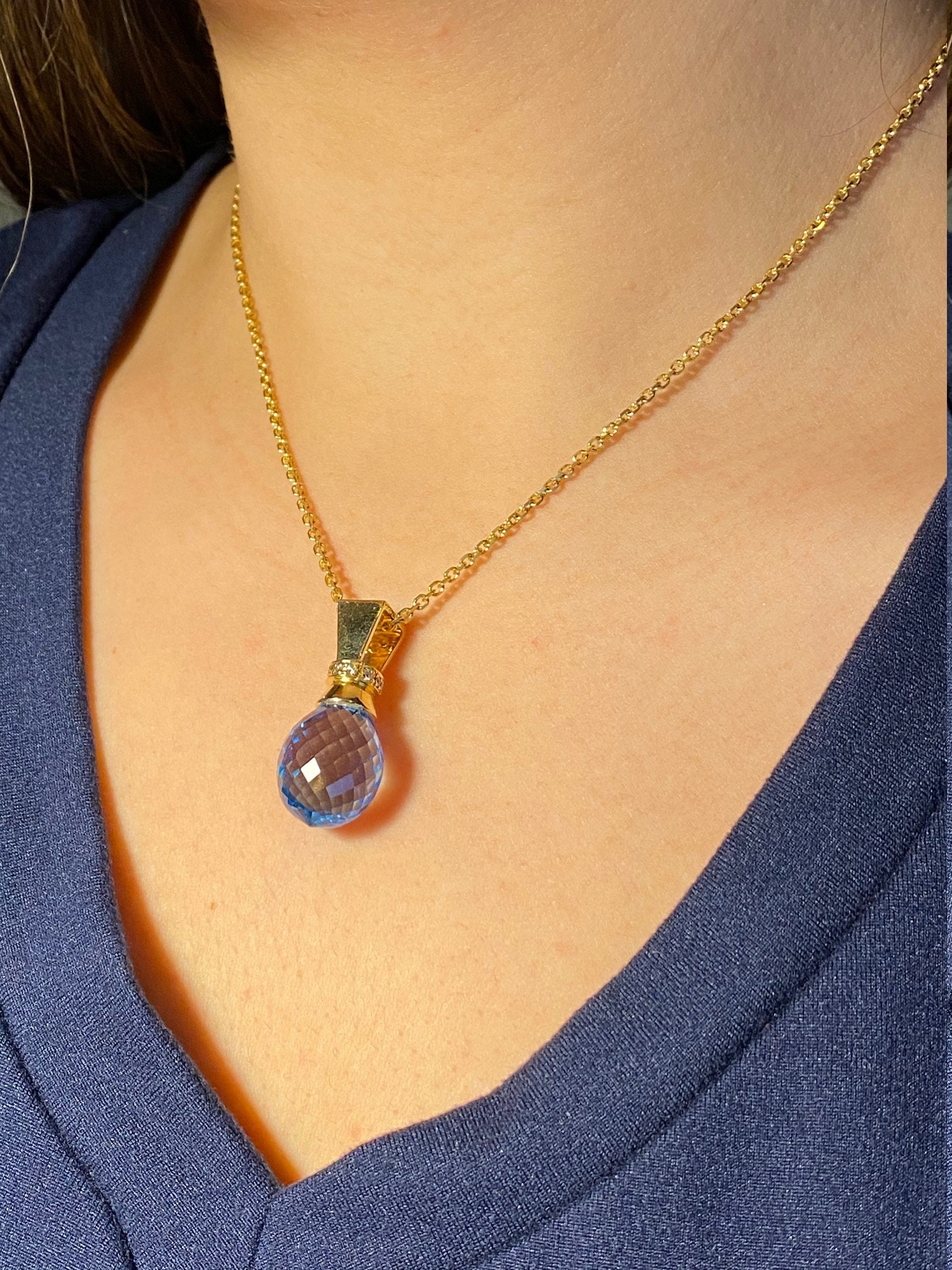 The Hattie: Ladies Bold Topaz and Diamond Statement Necklace - Image 4