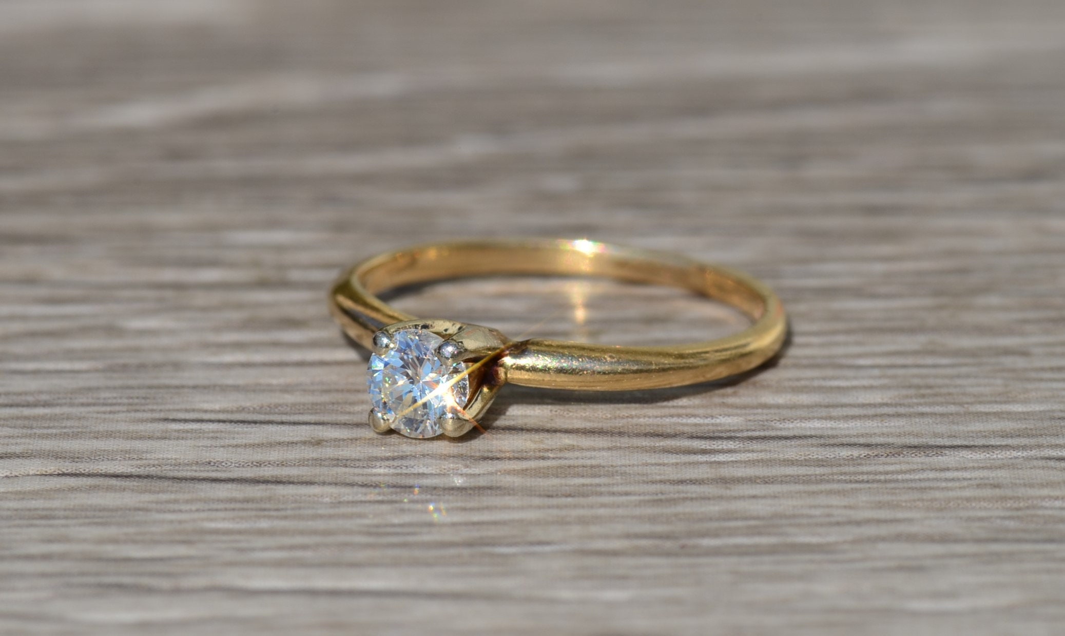The Kaisley: Ladies Vintage 14K Diamond Solitaire Engagement Ring - Image 2