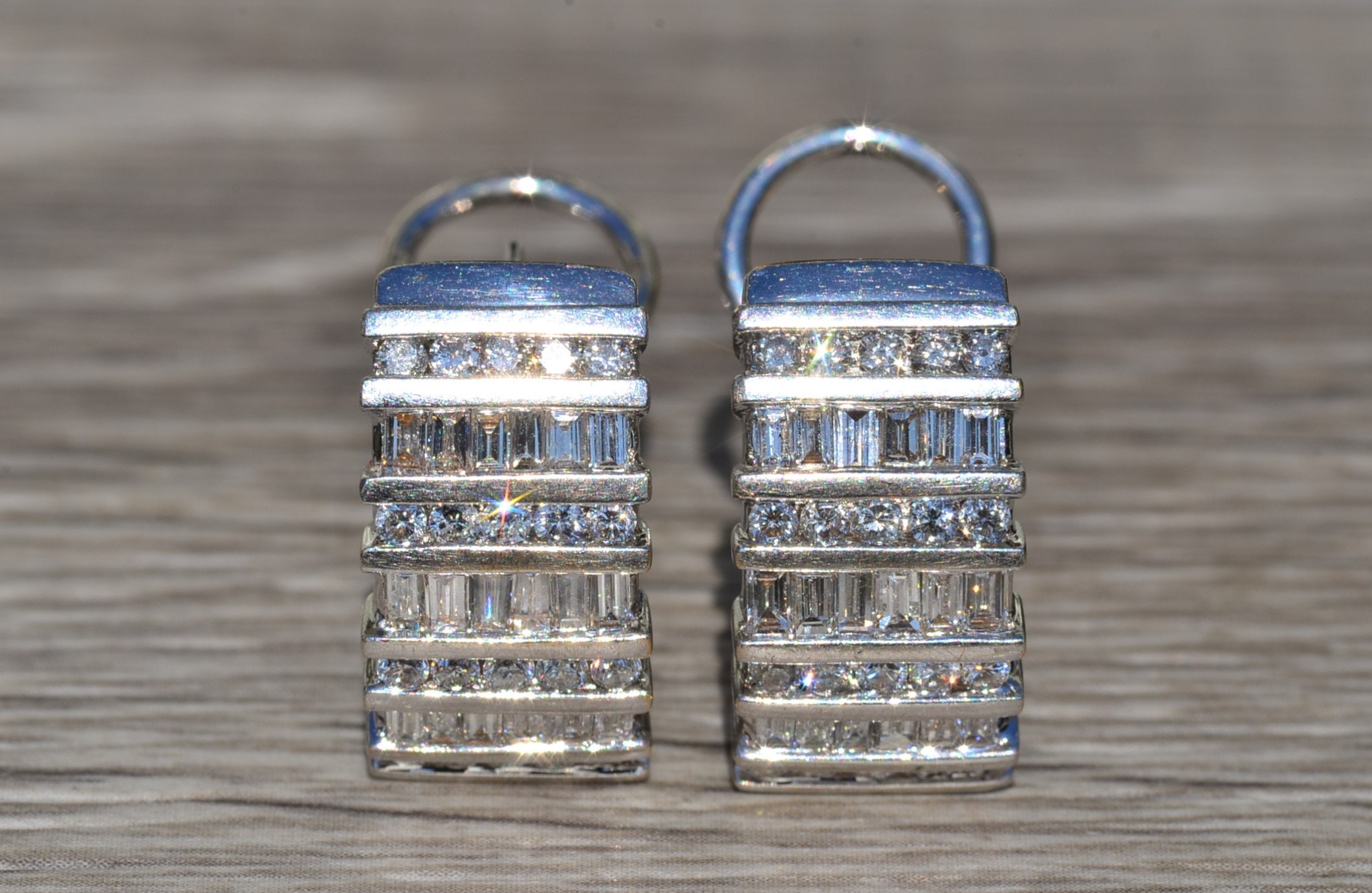 SOLD - The Harleighs: Ladies Vintage 14K Diamond Huggie Style Earrings - Image 2