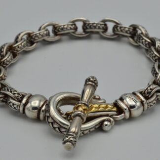 SOLD - The Daphne: Scott Kay Signed Sterling & Gold Toggle Bracelet