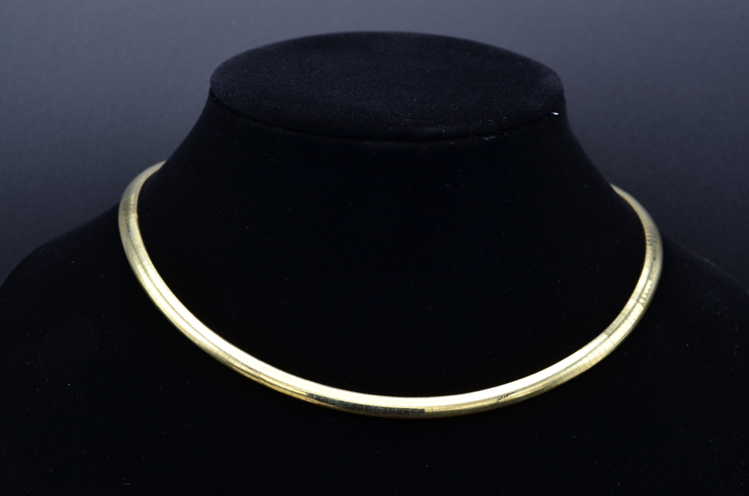 SOLD - The Arlette: Ladies Yellow Gold Gooseneck Style Omega Collar Necklace - Image 2