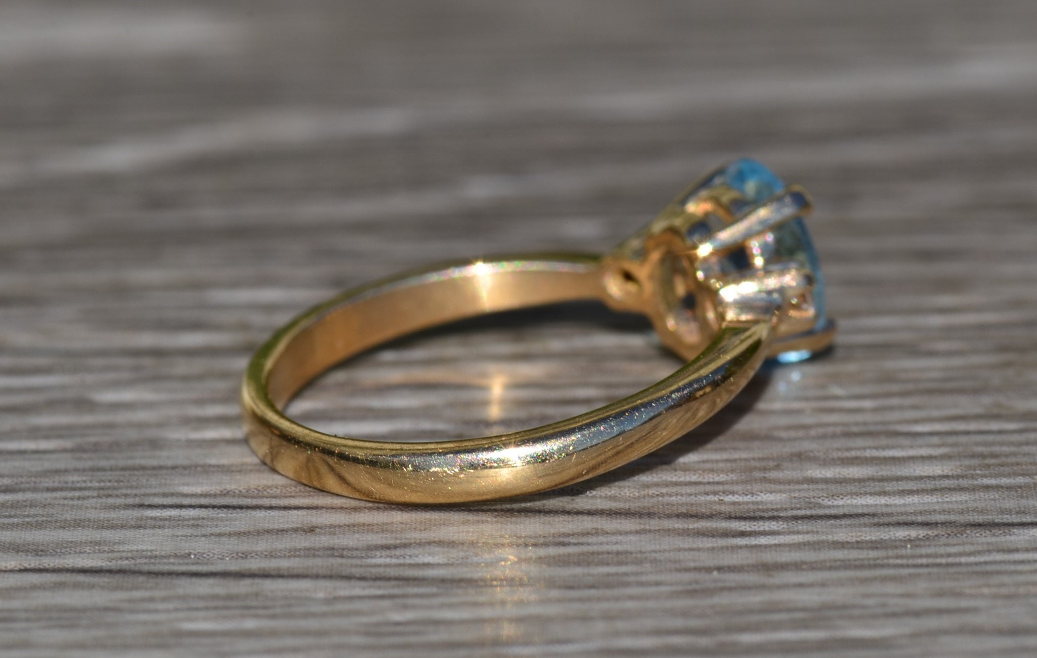 SOLD - The Niles: Ladies 14K Gold Topaz and Diamond Engagement Style Ring - Image 4