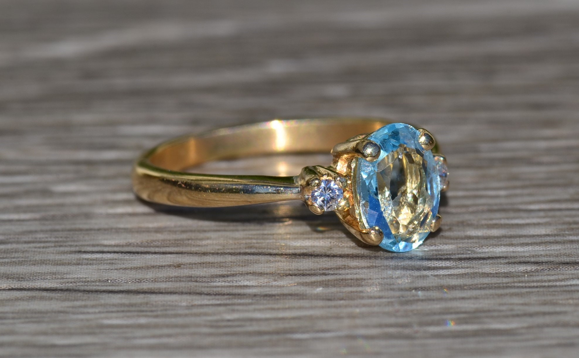 SOLD - The Niles: Ladies 14K Gold Topaz and Diamond Engagement Style Ring - Image 5