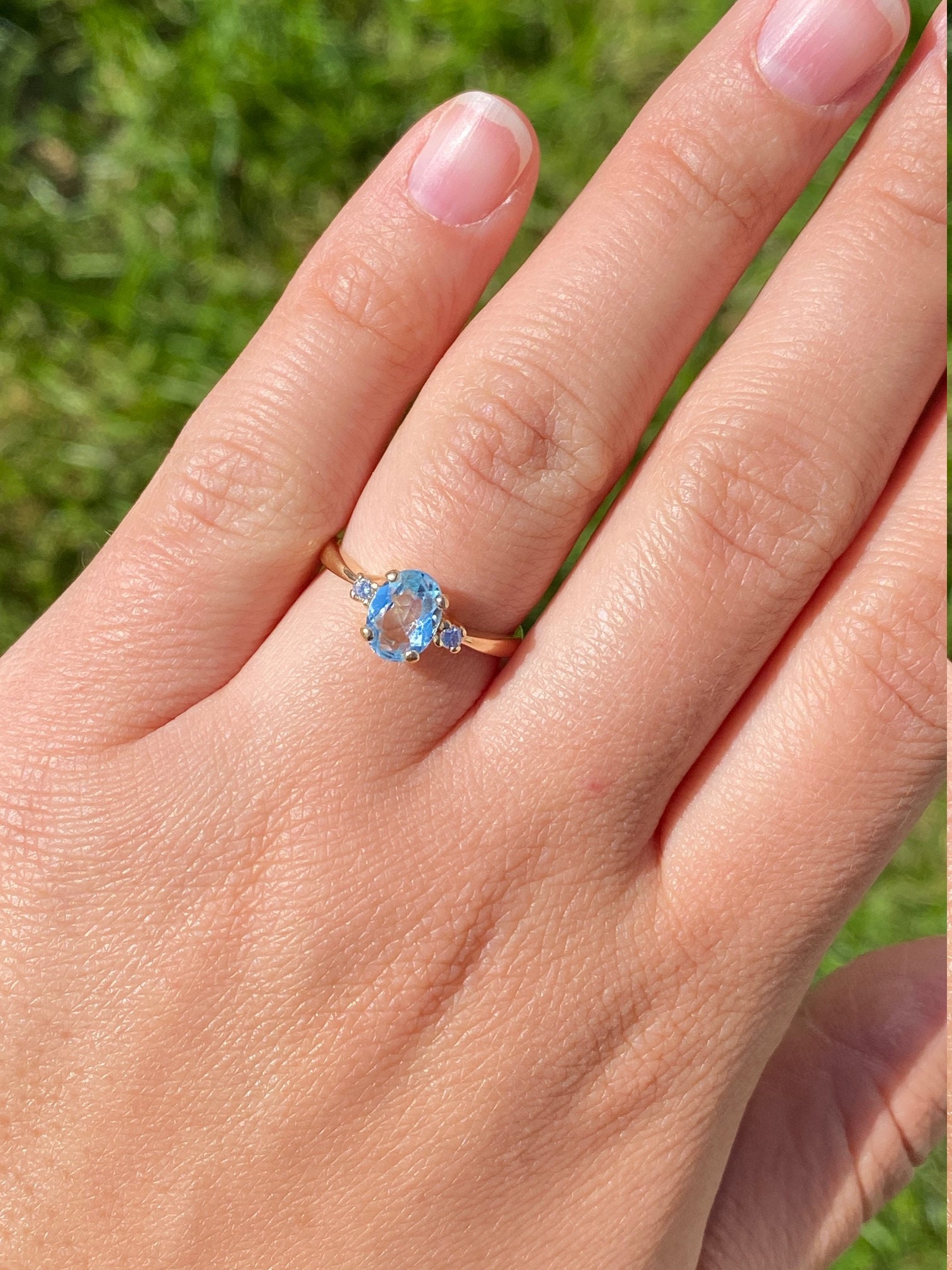 SOLD - The Niles: Ladies 14K Gold Topaz and Diamond Engagement Style Ring - Image 7