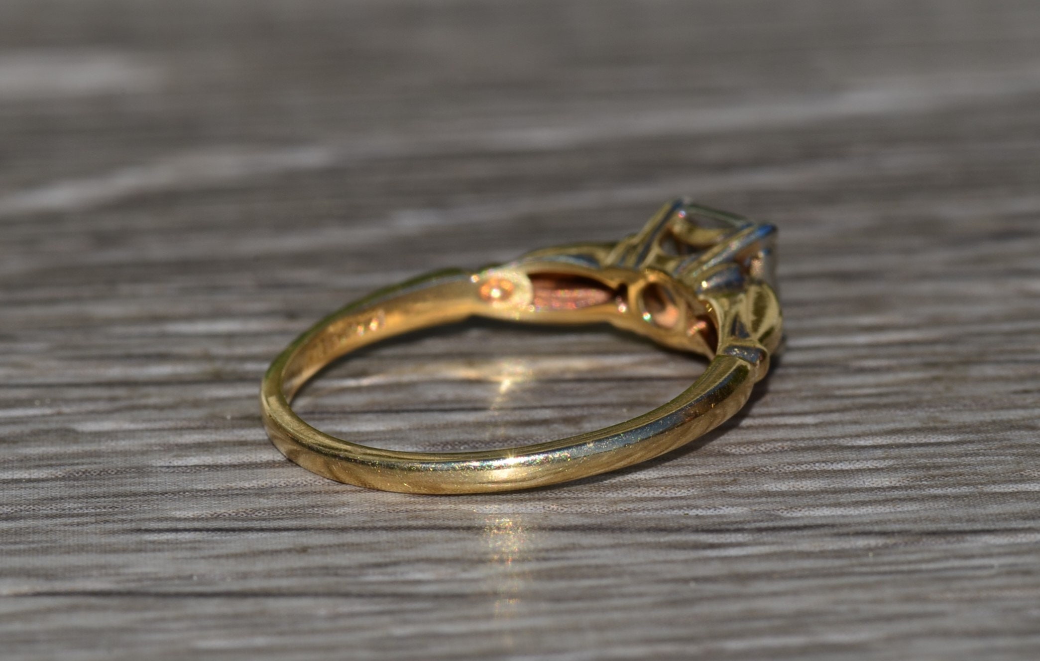 SOLD - The Evarts Lane: Ladies Antique Signed Engagement Ring in 14K Gold set with Old Mine Cut Center Diamond - Image 4