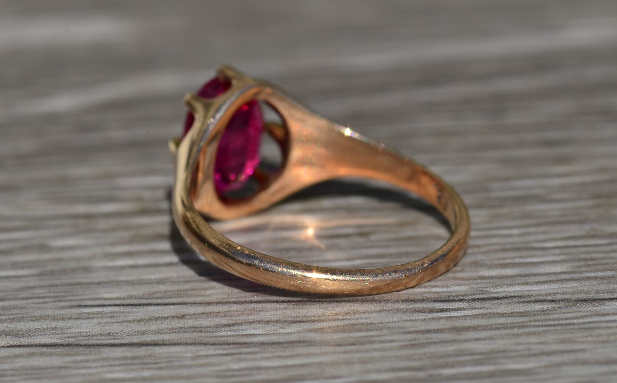 The Pendleton: Ladies Yellow Gold Cocktail Ring set with Laboratory Grown Ruby - Image 3