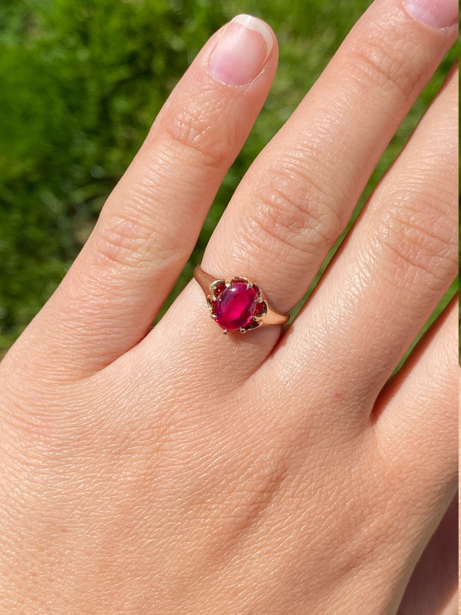 The Pendleton: Ladies Yellow Gold Cocktail Ring set with Laboratory Grown Ruby - Image 7
