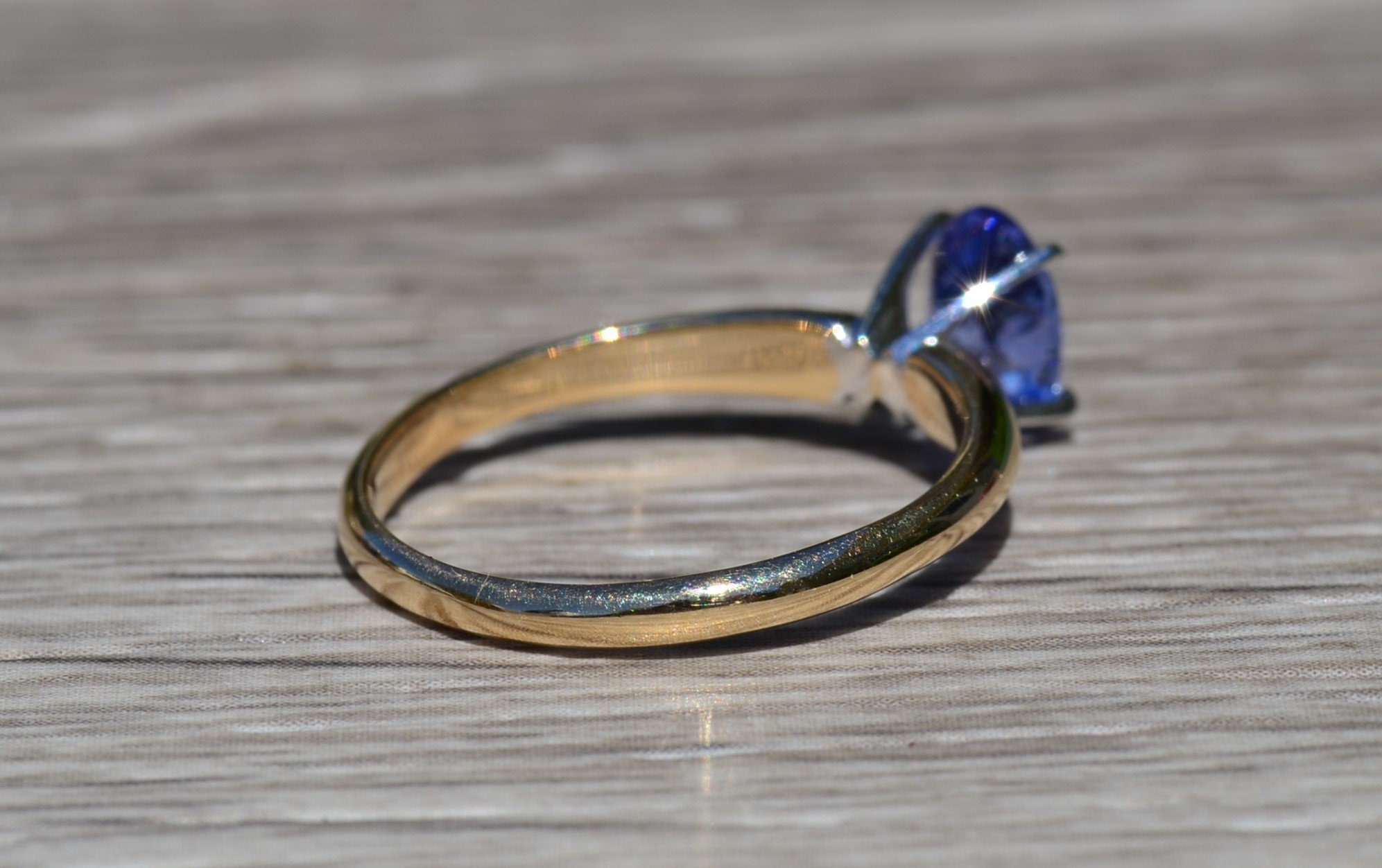 SOLD - The Blue Nest: Ladies 14K Gold Engagement Style Ring set with Oval Tanzanite - Image 4