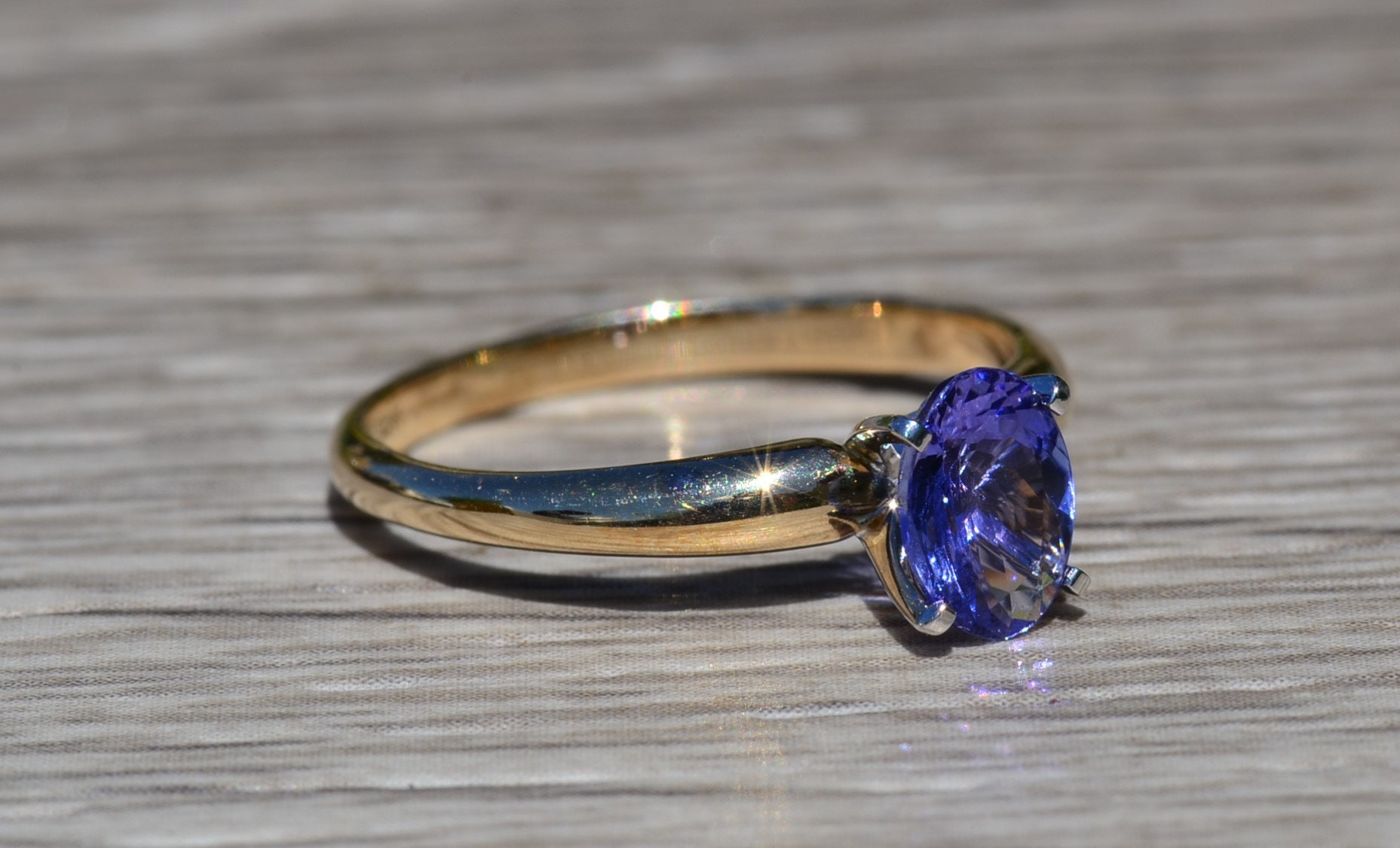 SOLD - The Blue Nest: Ladies 14K Gold Engagement Style Ring set with Oval Tanzanite - Image 5