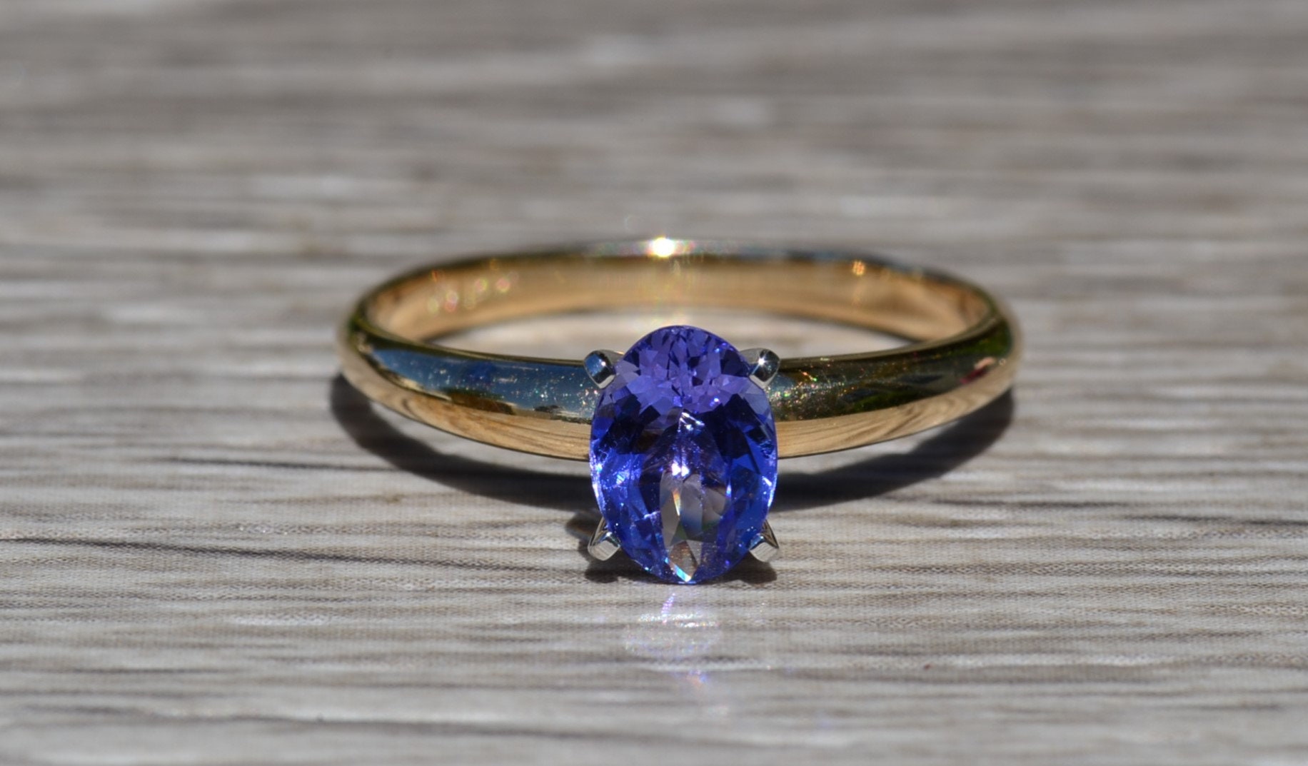 SOLD - The Blue Nest: Ladies 14K Gold Engagement Style Ring set with Oval Tanzanite - Image 6
