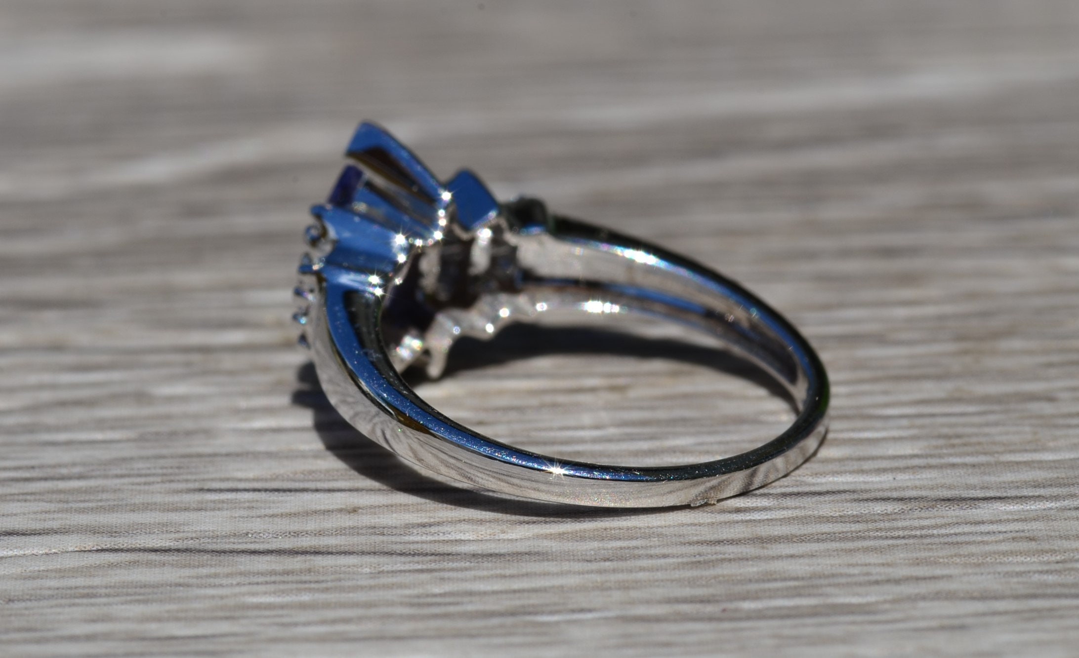 SOLD - The Diervilla: Ladies Contemporary Engagement Style Ring in 14K Gold set with Tanzanite and Diamonds - Image 3