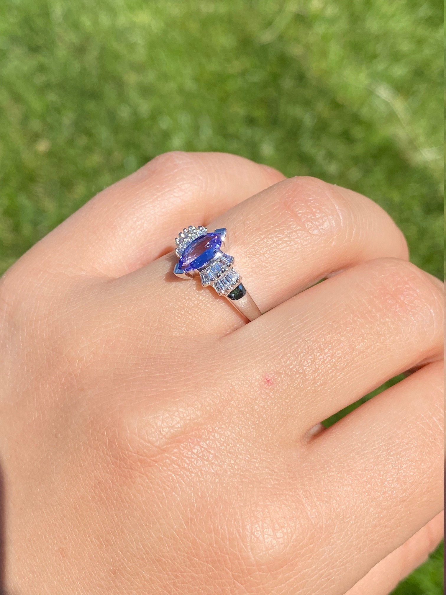 SOLD - The Diervilla: Ladies Contemporary Engagement Style Ring in 14K Gold set with Tanzanite and Diamonds - Image 8