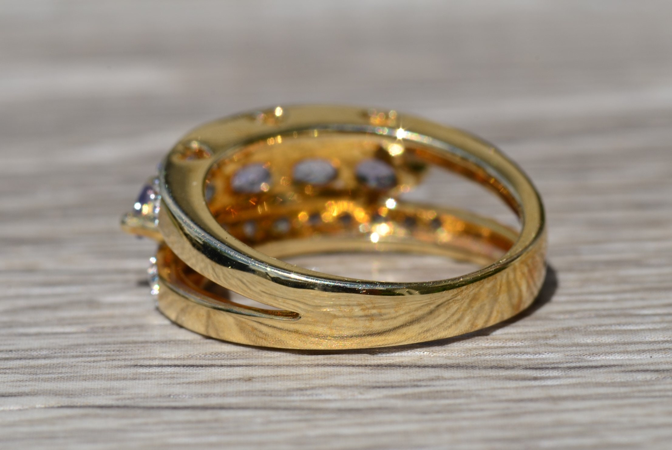 SOLD - The Pumila: Ladies Yellow Gold Cocktail Ring set with 0.70 CTW Tanzanite and Diamonds - Image 3