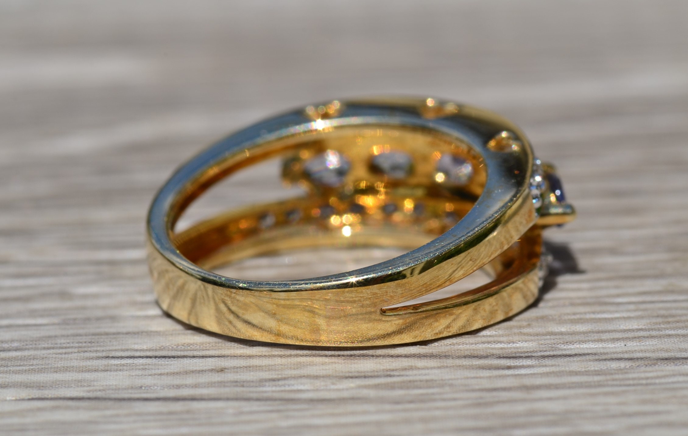 SOLD - The Pumila: Ladies Yellow Gold Cocktail Ring set with 0.70 CTW Tanzanite and Diamonds - Image 4