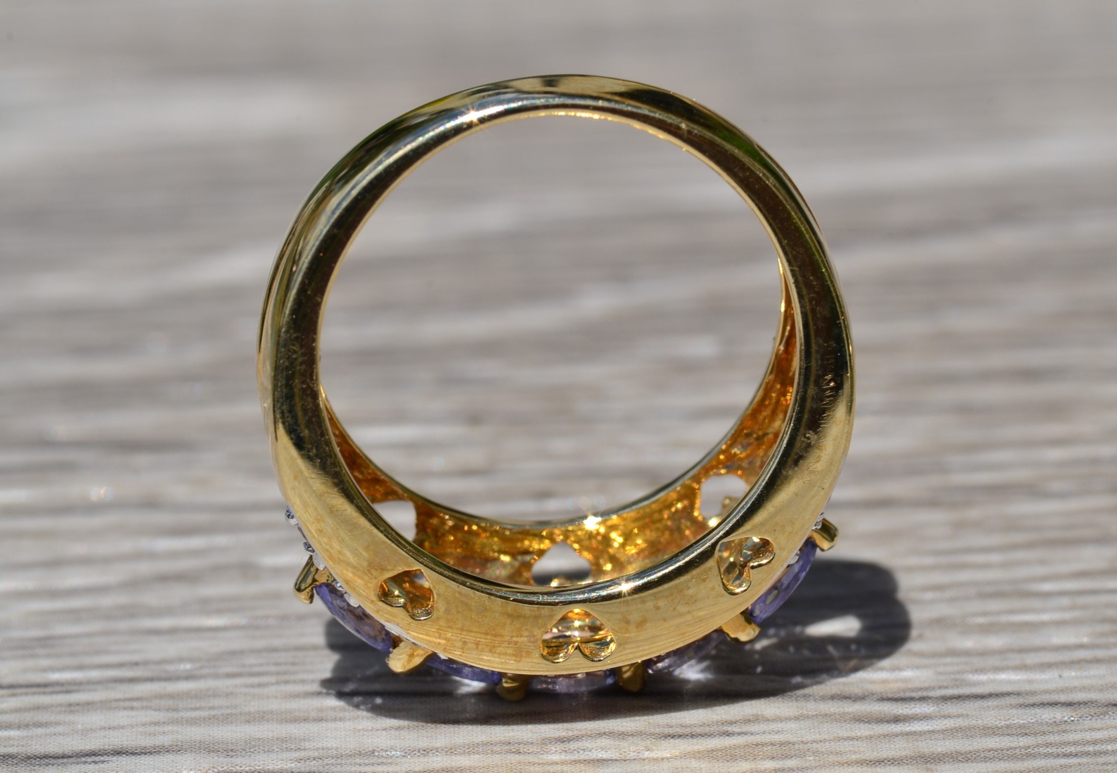 SOLD - The Pumila: Ladies Yellow Gold Cocktail Ring set with 0.70 CTW Tanzanite and Diamonds - Image 7