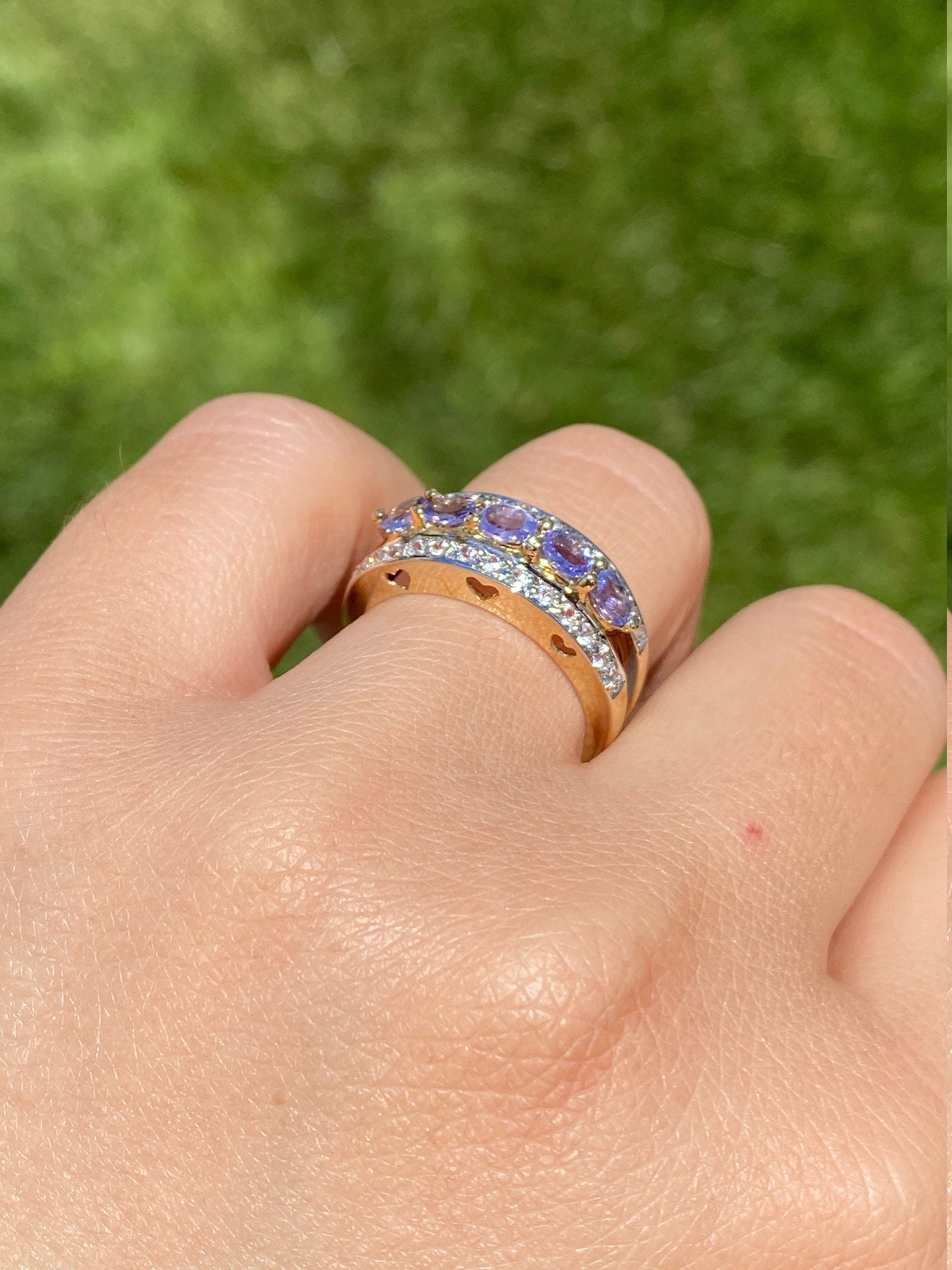 SOLD - The Pumila: Ladies Yellow Gold Cocktail Ring set with 0.70 CTW Tanzanite and Diamonds - Image 9
