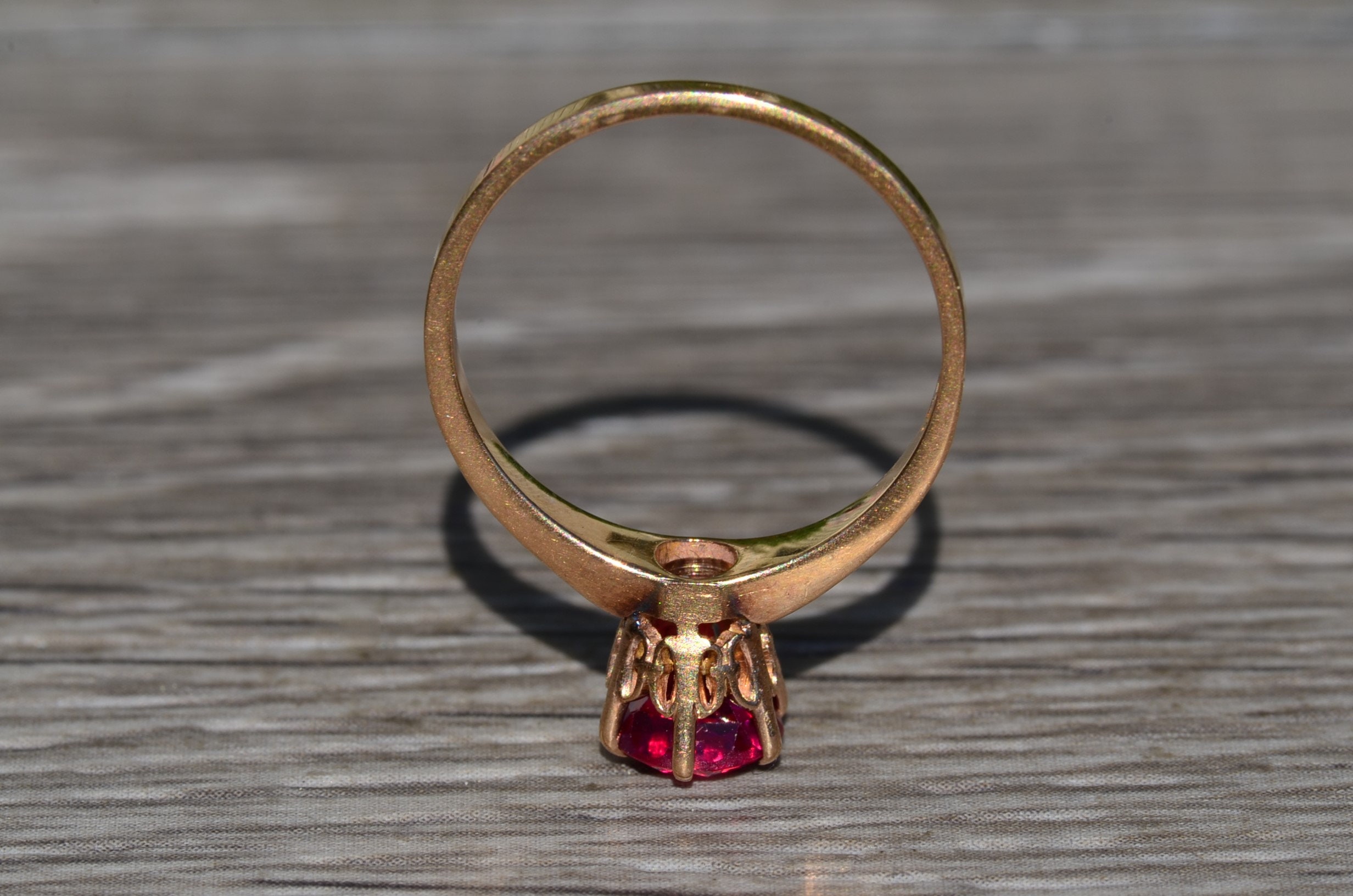 The Ensign Drive: Ladies Antique 14K Rose Gold Engagement Ring set with Laboratory Grown Ruby - Image 7