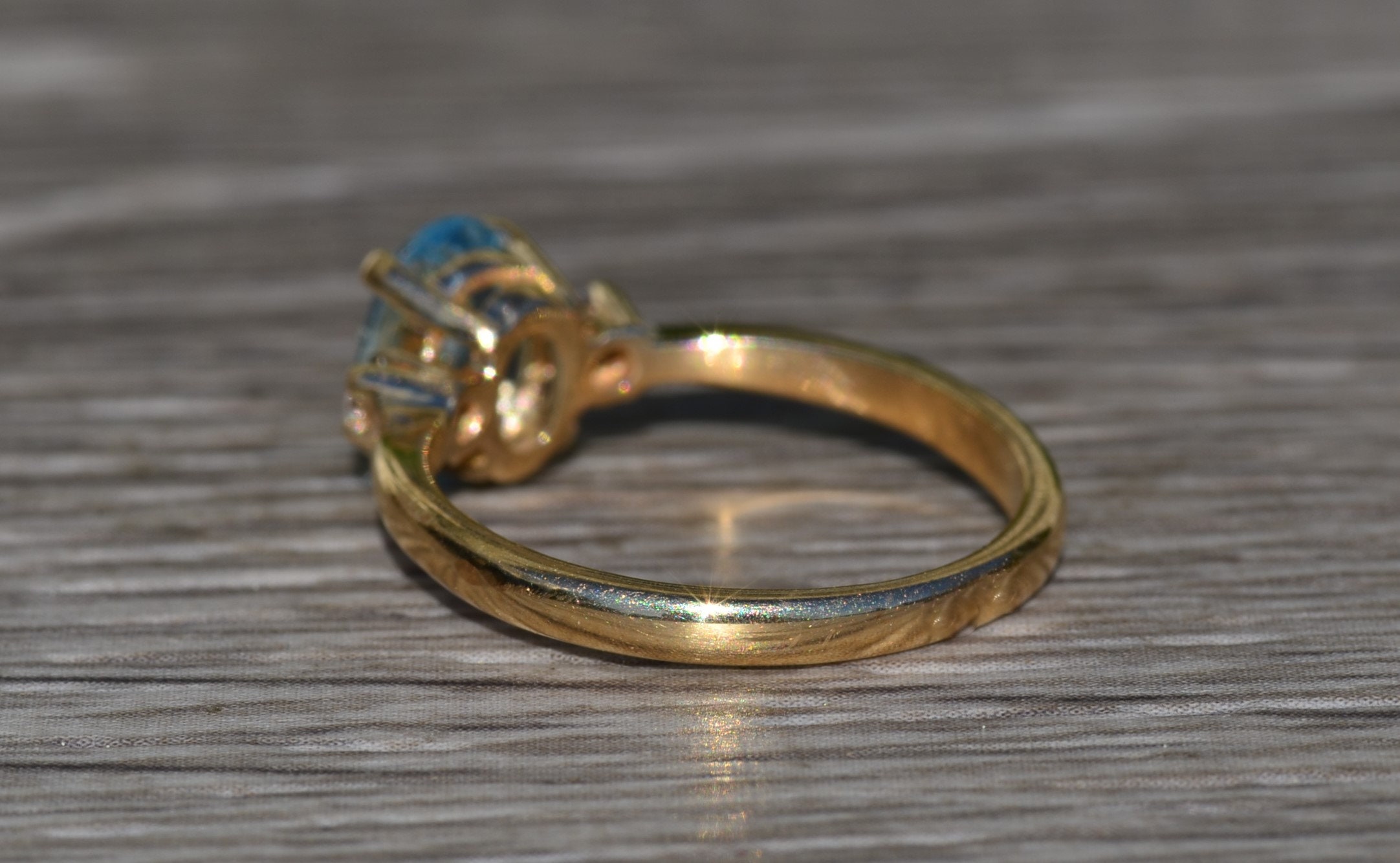 SOLD - The Niles: Ladies 14K Gold Topaz and Diamond Engagement Style Ring - Image 3