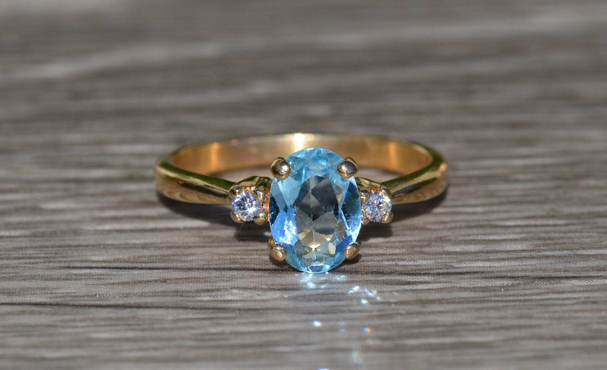 SOLD - The Niles: Ladies 14K Gold Topaz and Diamond Engagement Style Ring - Image 6