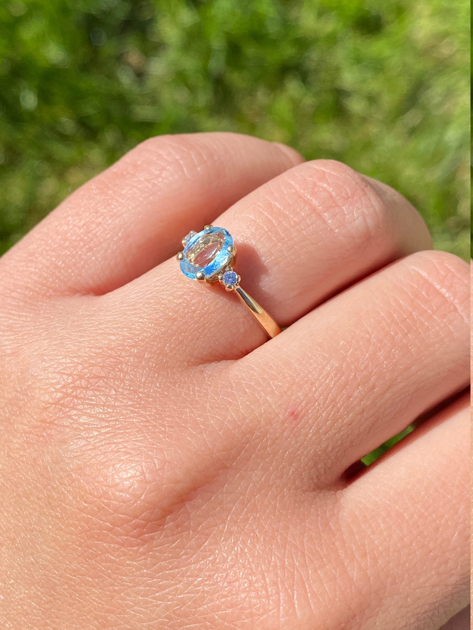 SOLD - The Niles: Ladies 14K Gold Topaz and Diamond Engagement Style Ring - Image 8