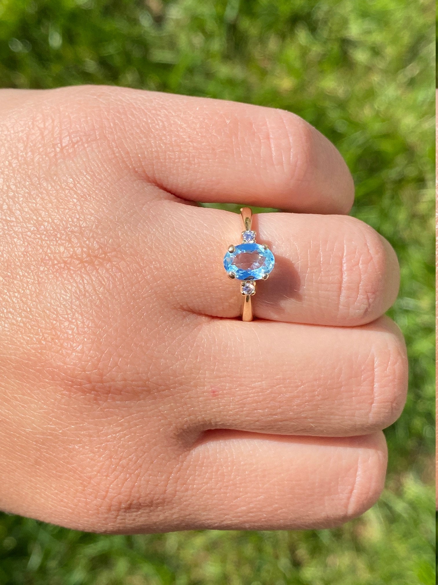 SOLD - The Niles: Ladies 14K Gold Topaz and Diamond Engagement Style Ring - Image 9