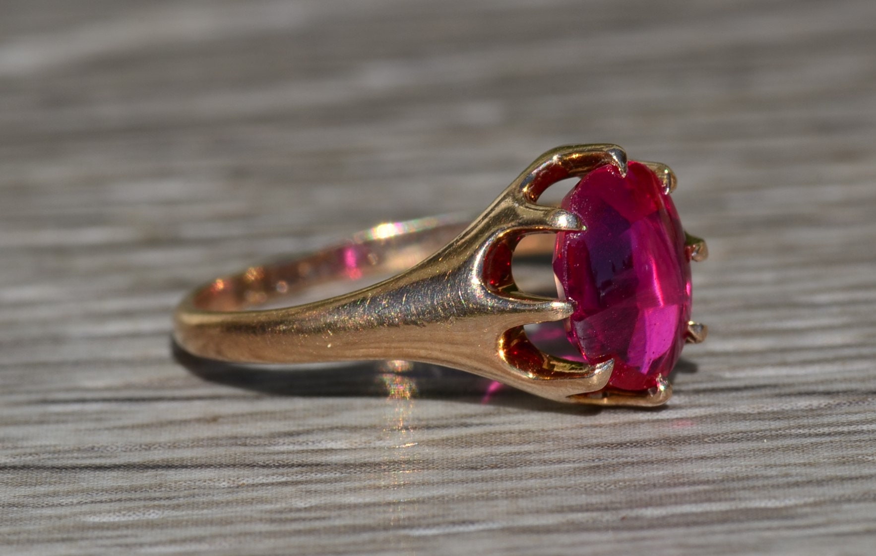 The Pendleton: Ladies Yellow Gold Cocktail Ring set with Laboratory Grown Ruby - Image 5