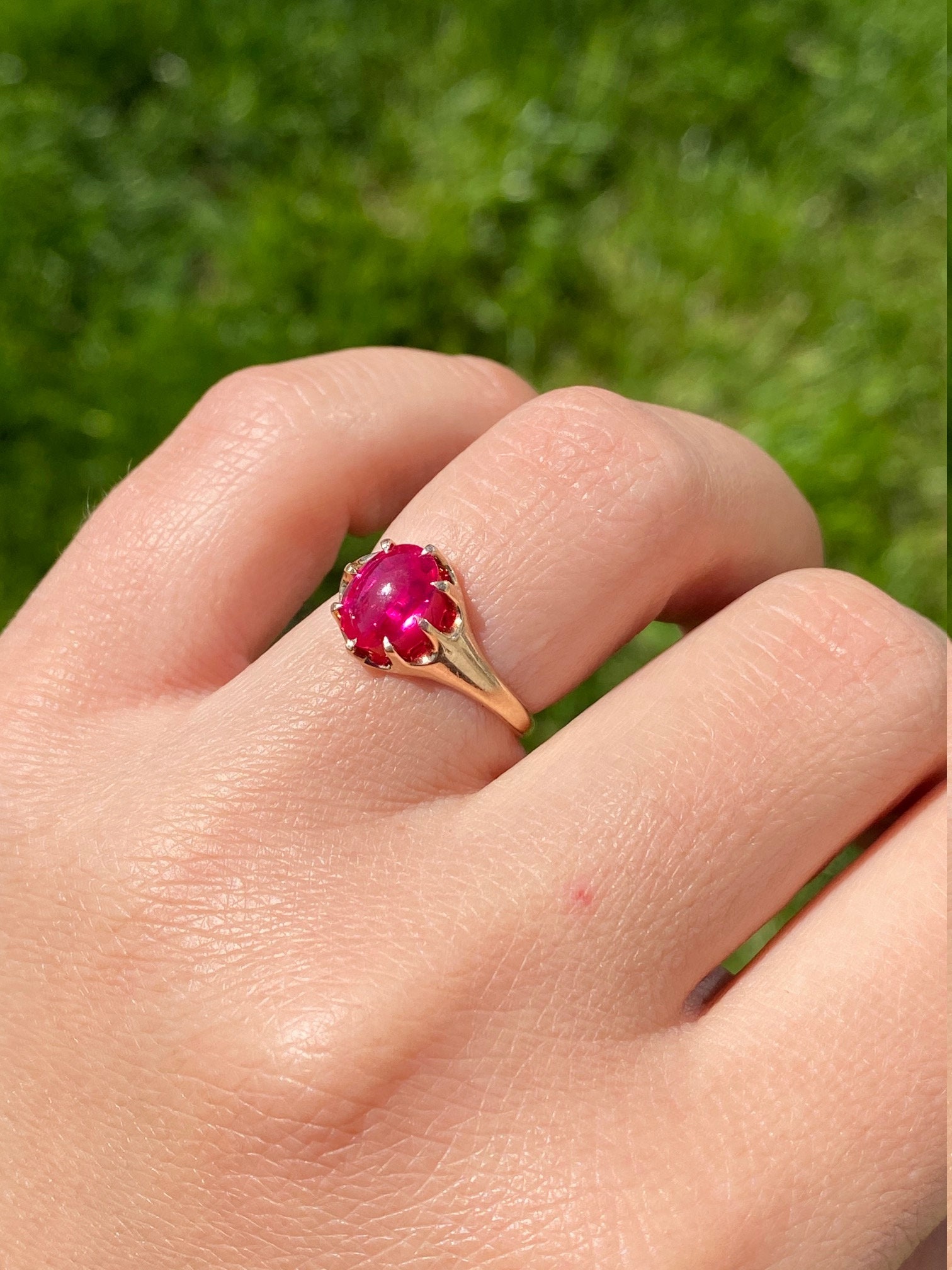 The Pendleton: Ladies Yellow Gold Cocktail Ring set with Laboratory Grown Ruby - Image 8