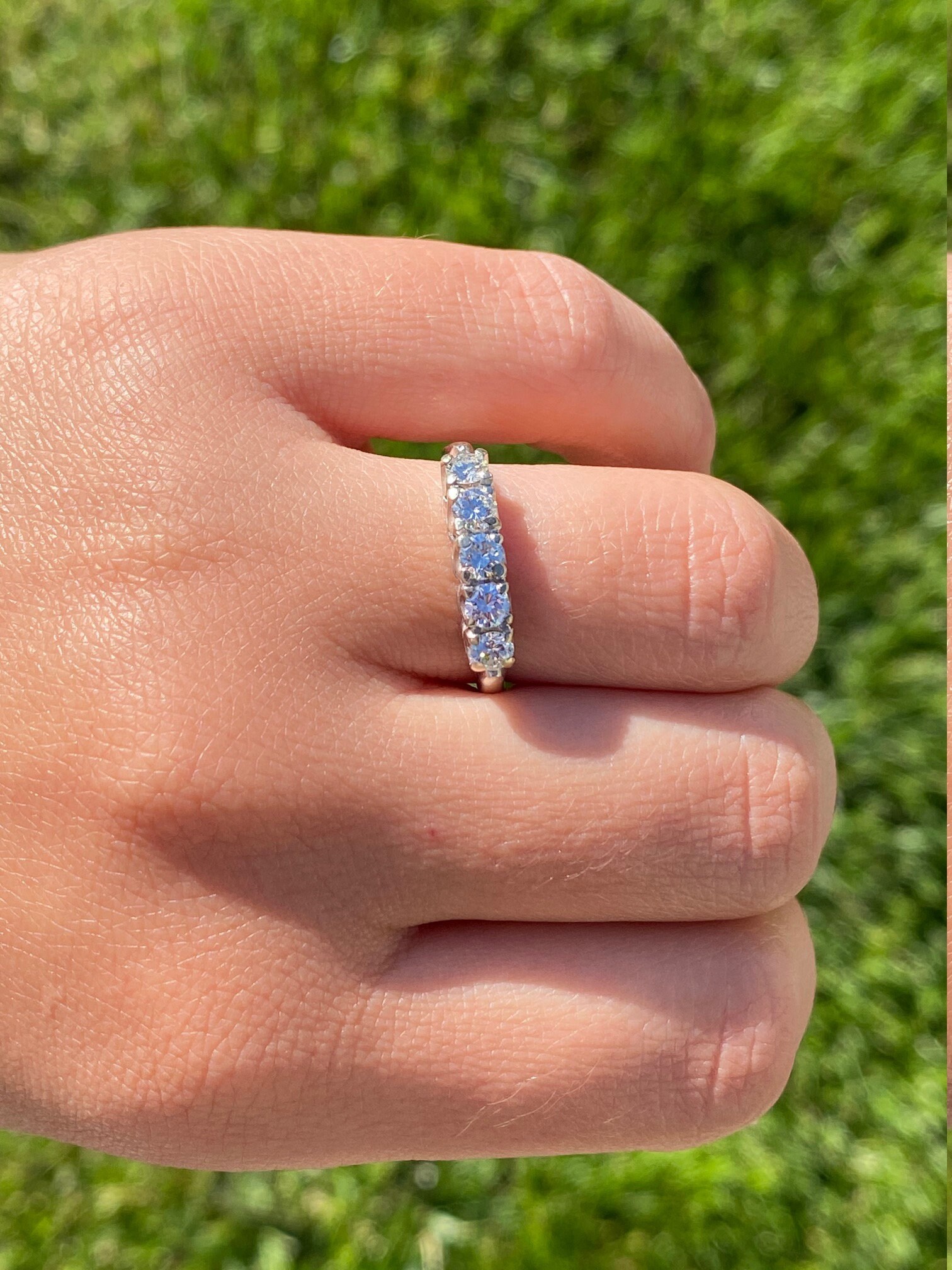 SOLD - The Hollyhock: Ladies Vintage 14K White Gold and Diamond Wedding Band - Image 9