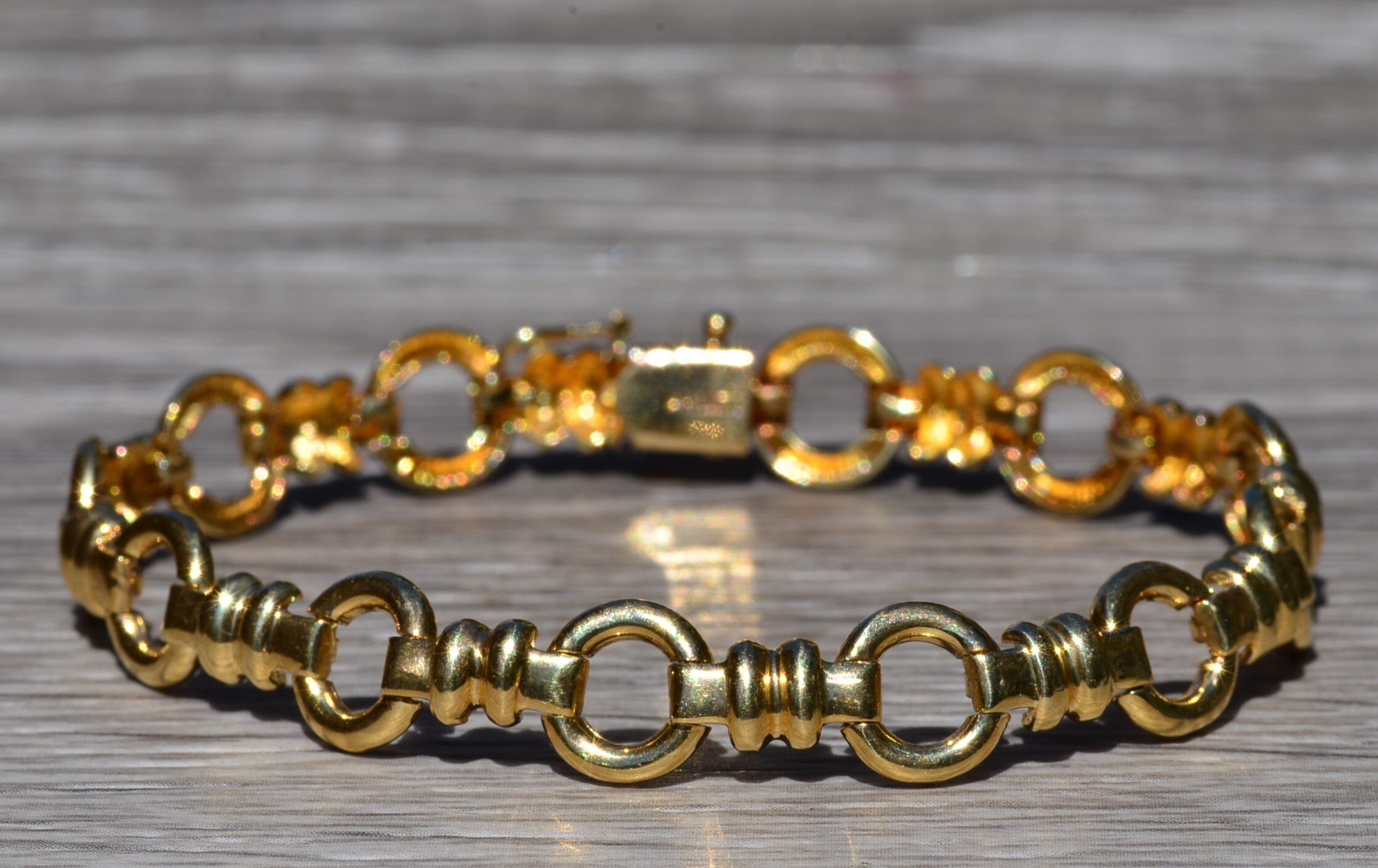 SOLD - The Floraison: Ladies 14K Yellow Gold Cable Style Bracelet - Image 2
