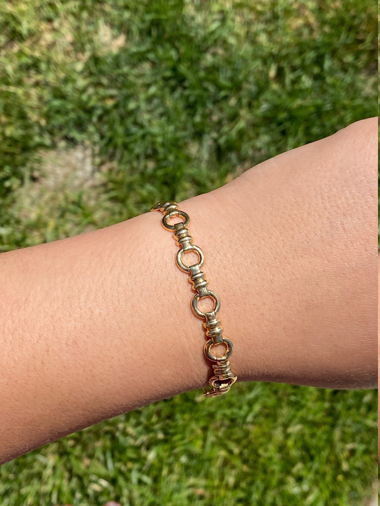 SOLD - The Floraison: Ladies 14K Yellow Gold Cable Style Bracelet - Image 5