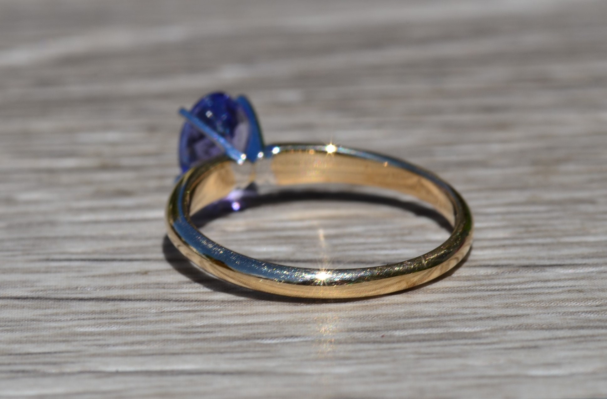 SOLD - The Blue Nest: Ladies 14K Gold Engagement Style Ring set with Oval Tanzanite - Image 3