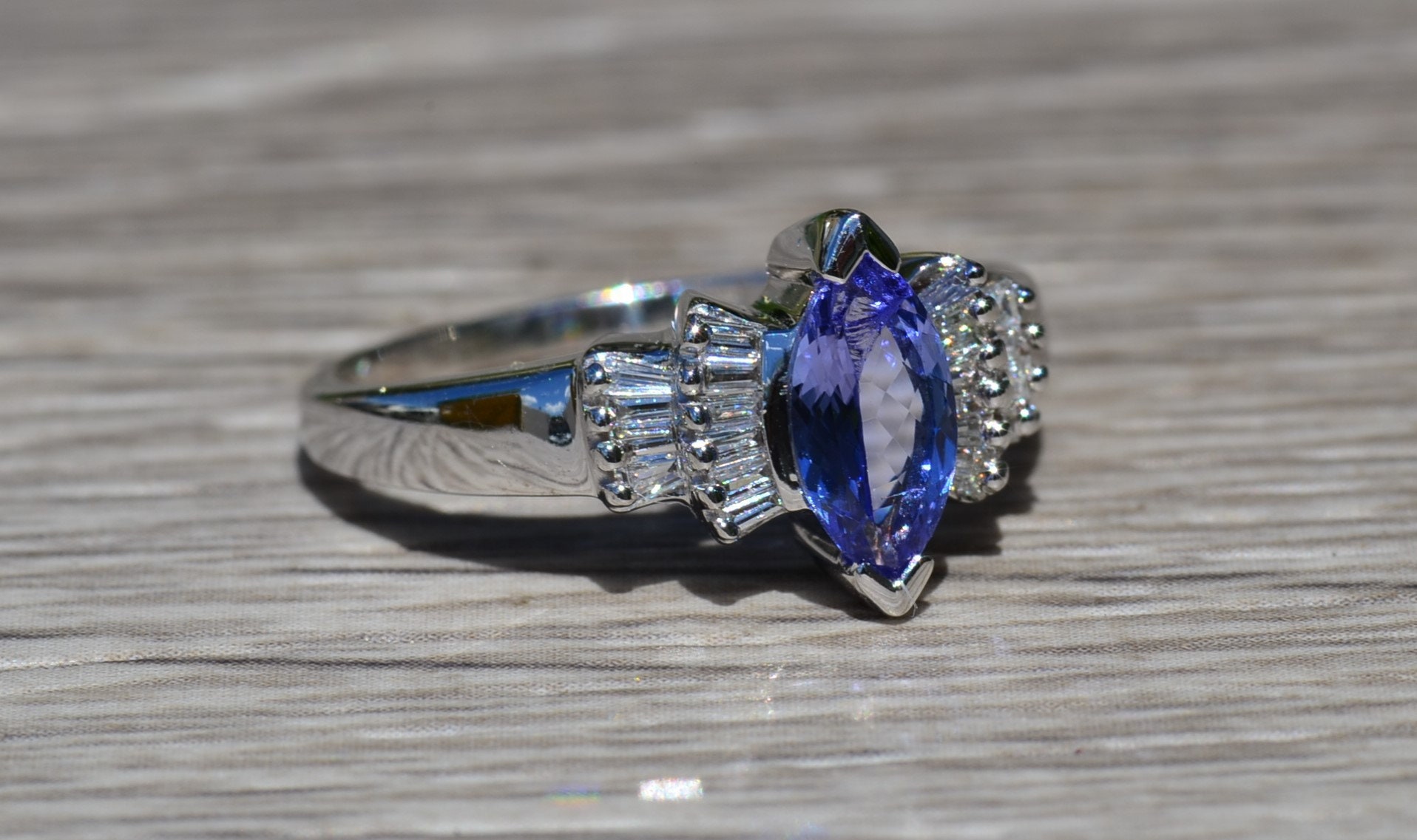 SOLD - The Diervilla: Ladies Contemporary Engagement Style Ring in 14K Gold set with Tanzanite and Diamonds - Image 5
